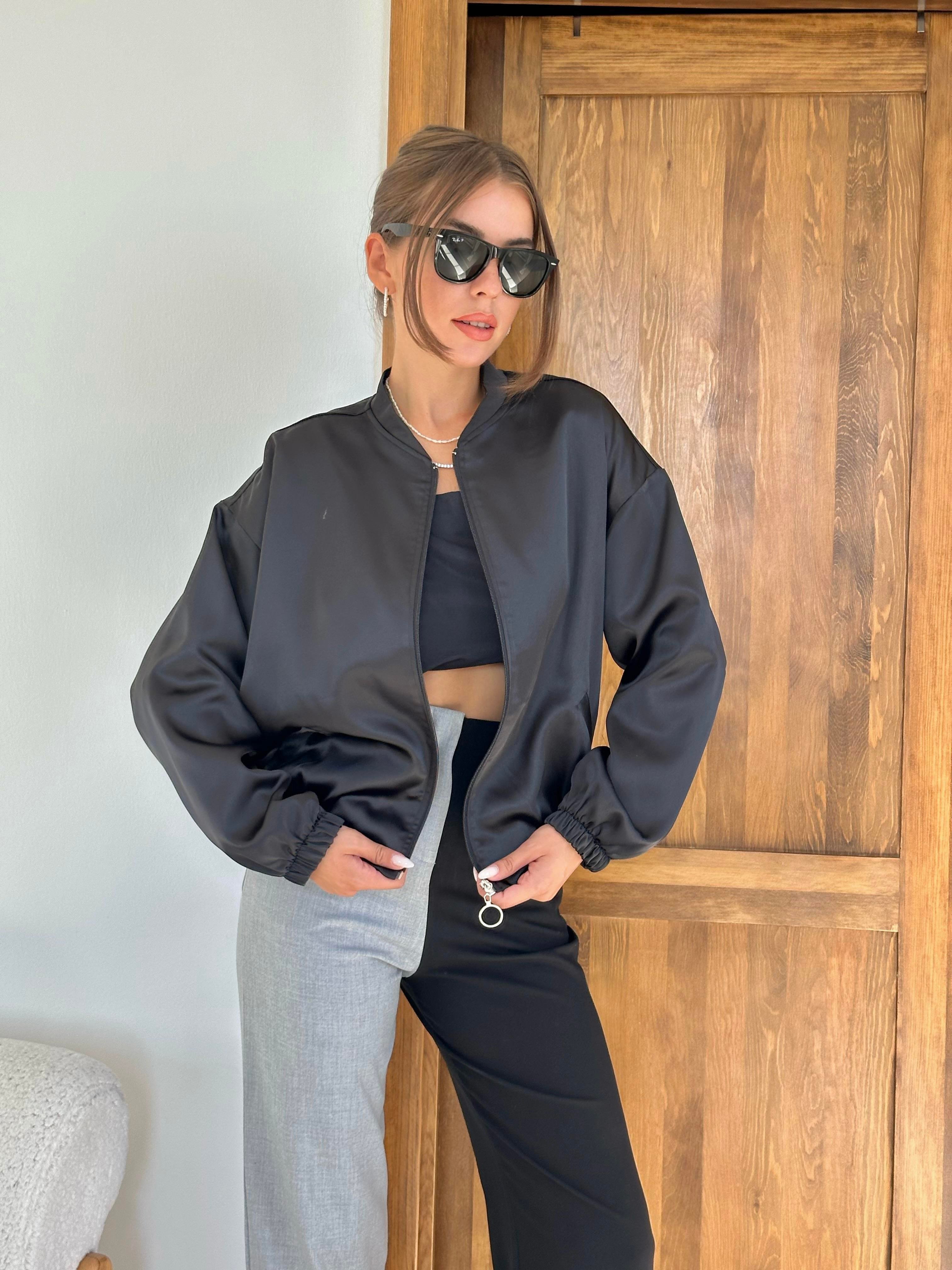 Siyah Bomber Ceket