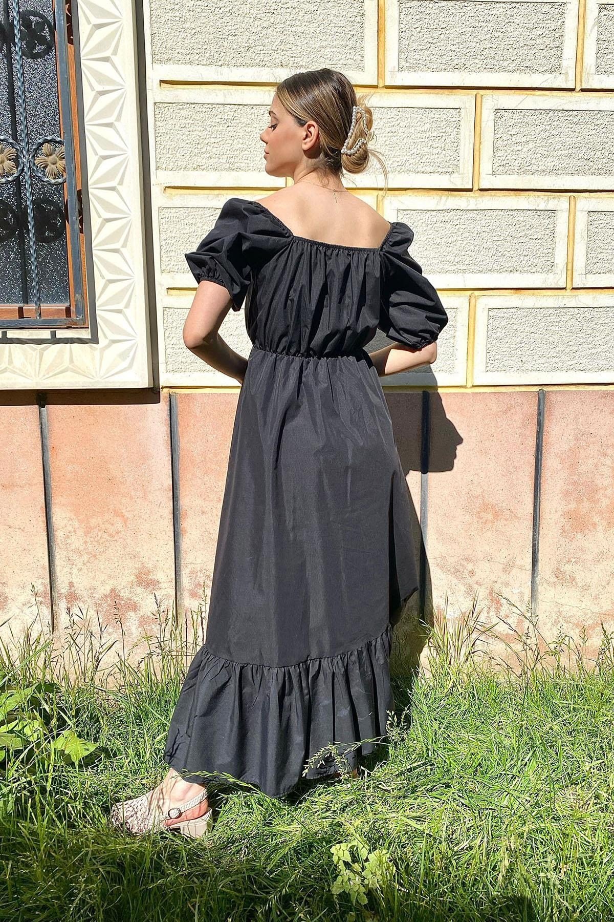 Siyah Poplin Elbise