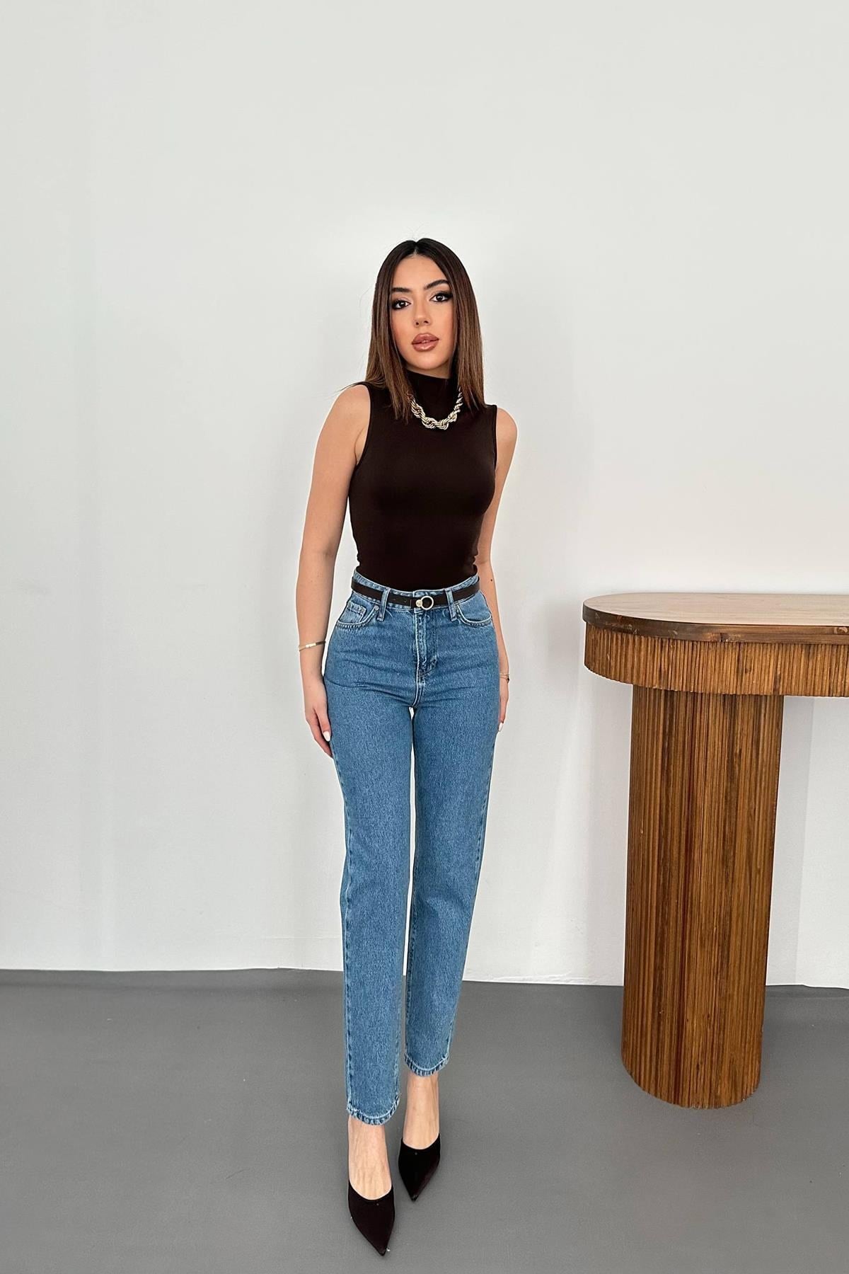 Toptan Mavi Boru Paça Jeans Pantolon