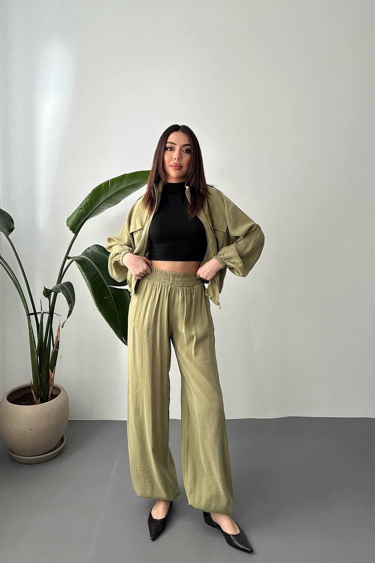 Toptan Olive İkili Modal Takım