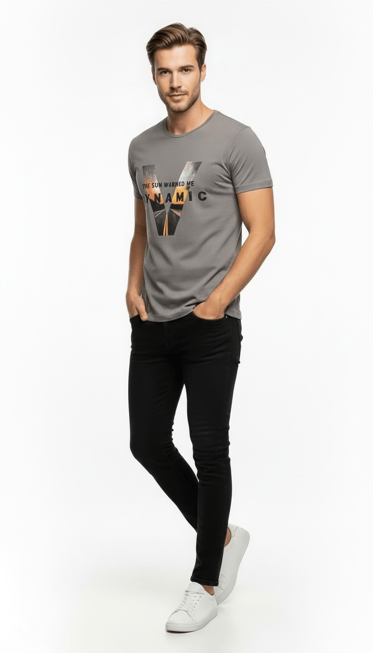 Urban Grafik Baskılı Erkek T-Shirt – Streetwear Stil, Günlük Rahat Kalıp