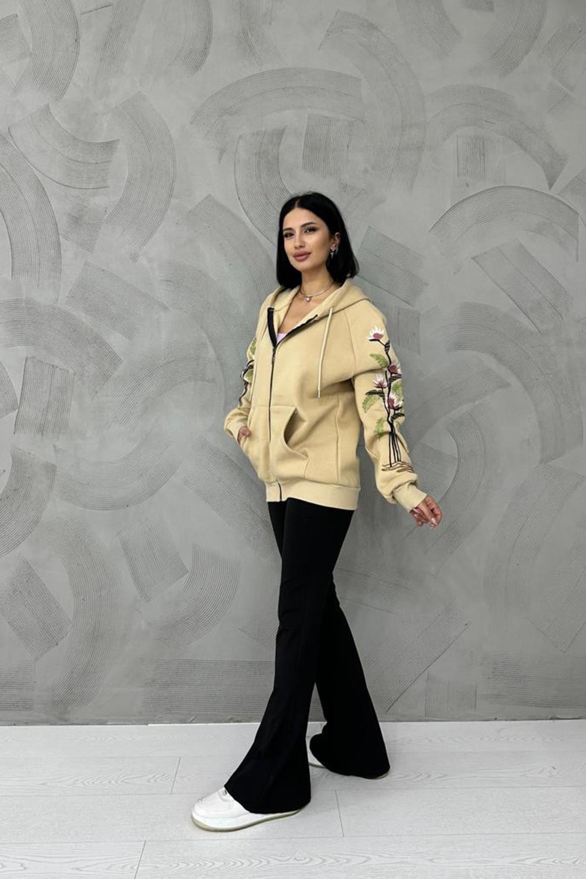 Vizon Nakışlı Sweatshirt