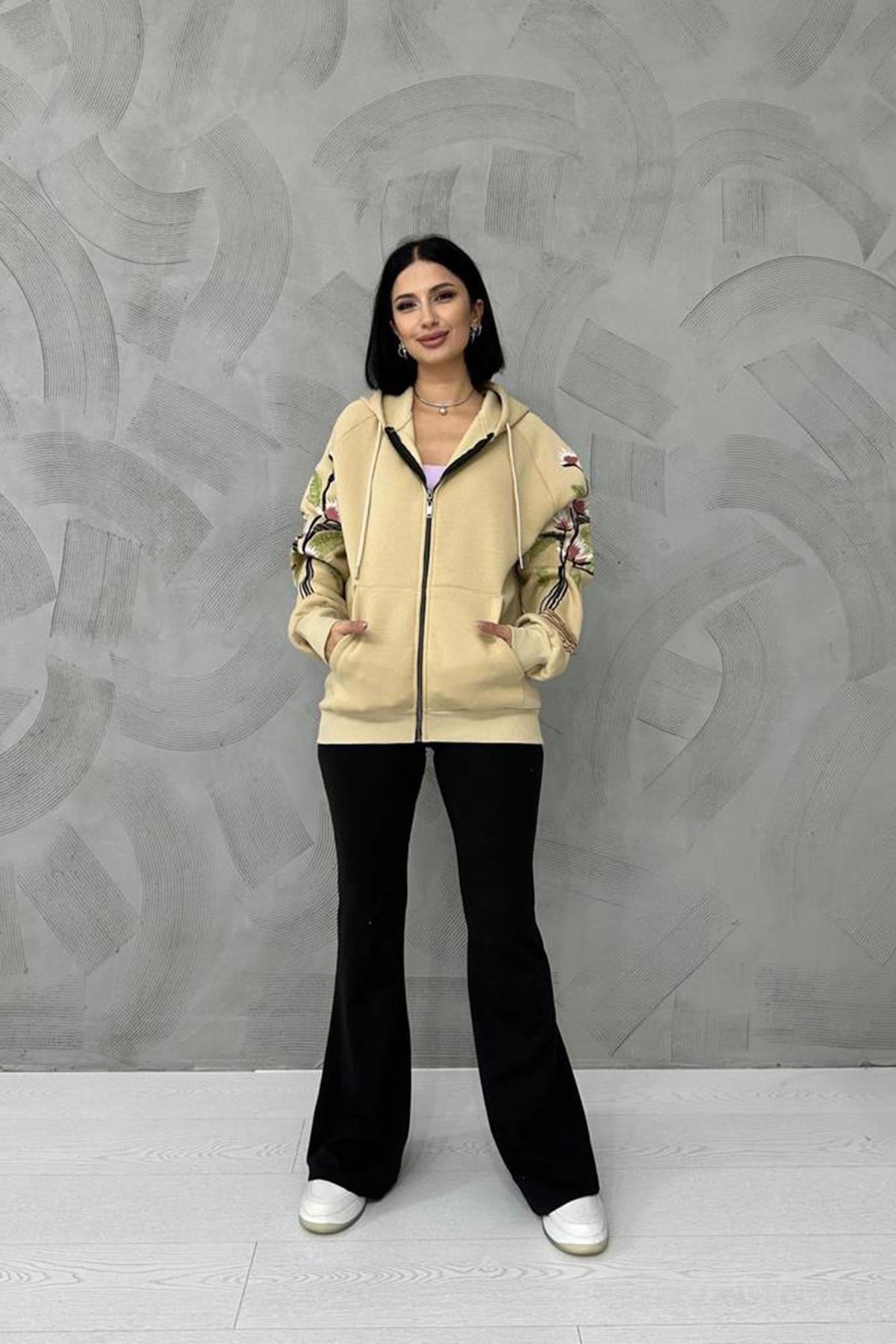 Vizon Nakışlı Sweatshirt