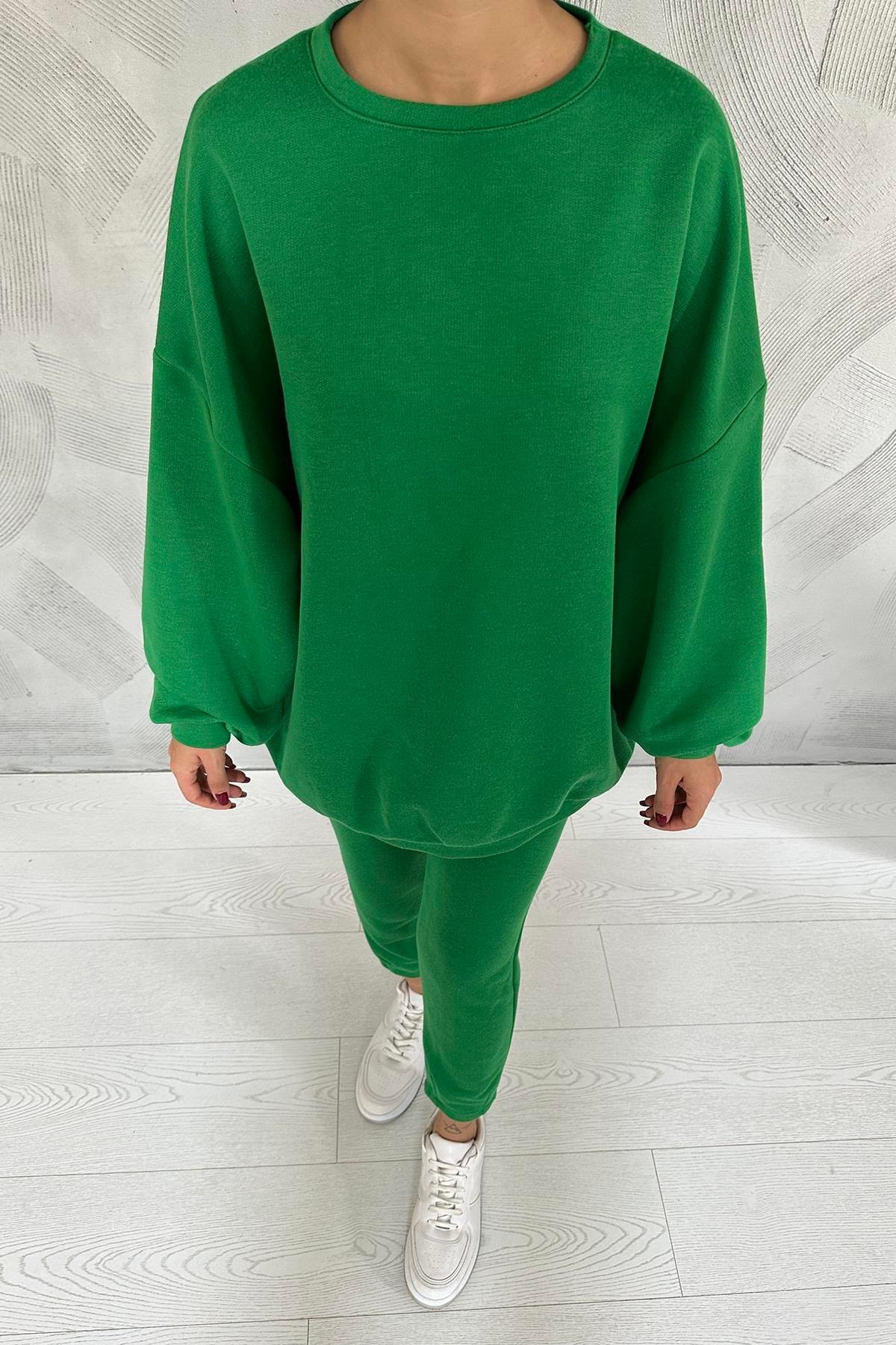 Yeşil Spor Sweatshirt Ve Pantolon Takım