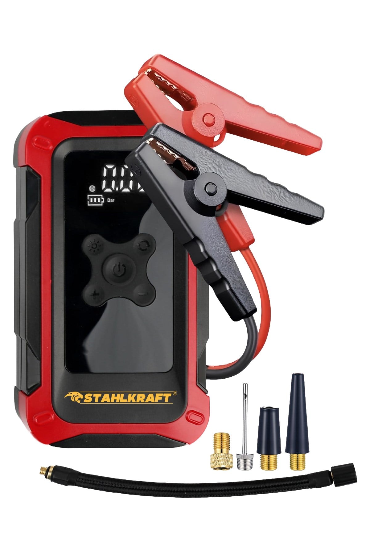 STAHLKRAFT STH 7100 K 4in1 16000 mAh Akü Takviye, Hava Kompresörü, Powerbank ve LED Fener