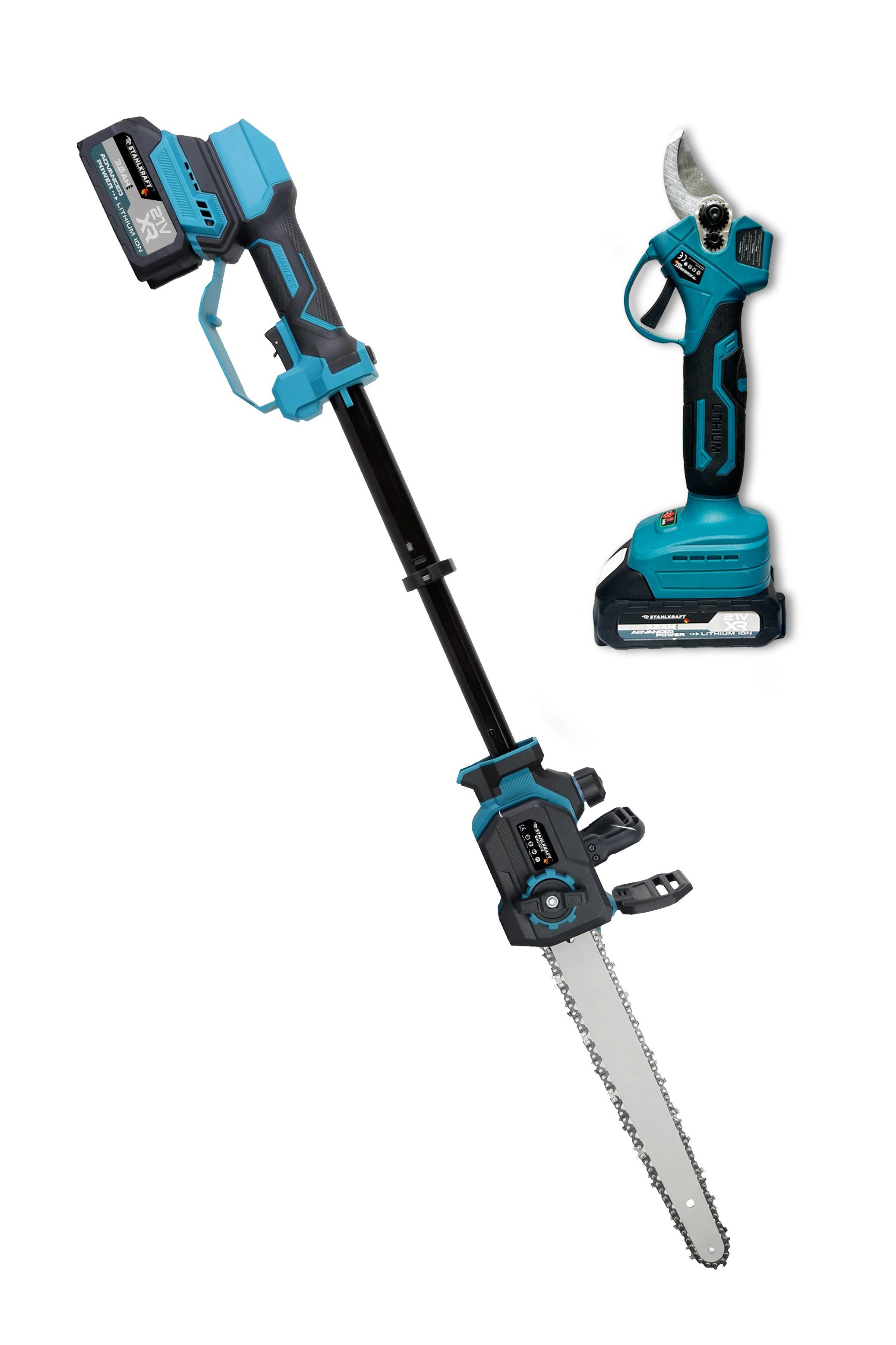 STAHLKRAFT STH 9988 21V Akülü 30 cm Pala Teleskobik Testeresi ve 40 mm Budama Makas