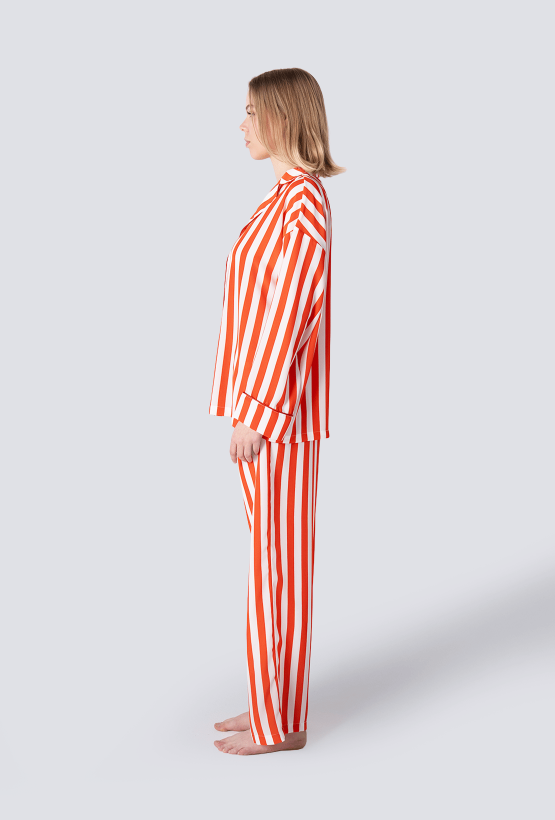 Çizgili Pijama Takımı Kırmızı