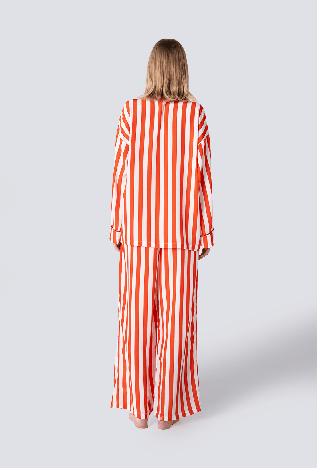 Çizgili Pijama Takımı Kırmızı