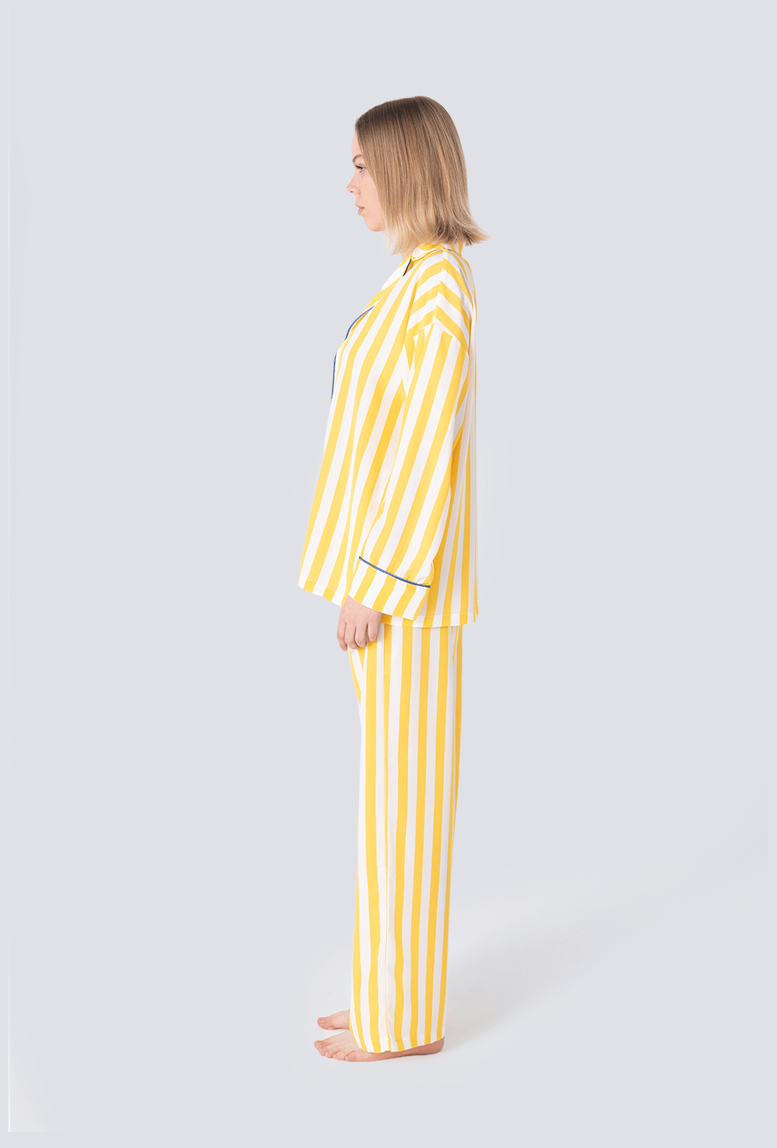 Çizgili Pijama Takımı Sarı