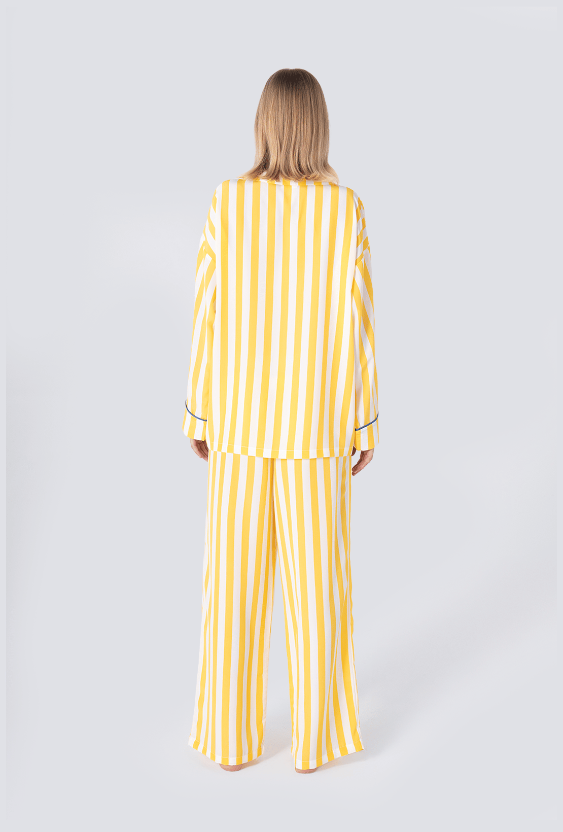Çizgili Pijama Takımı Sarı