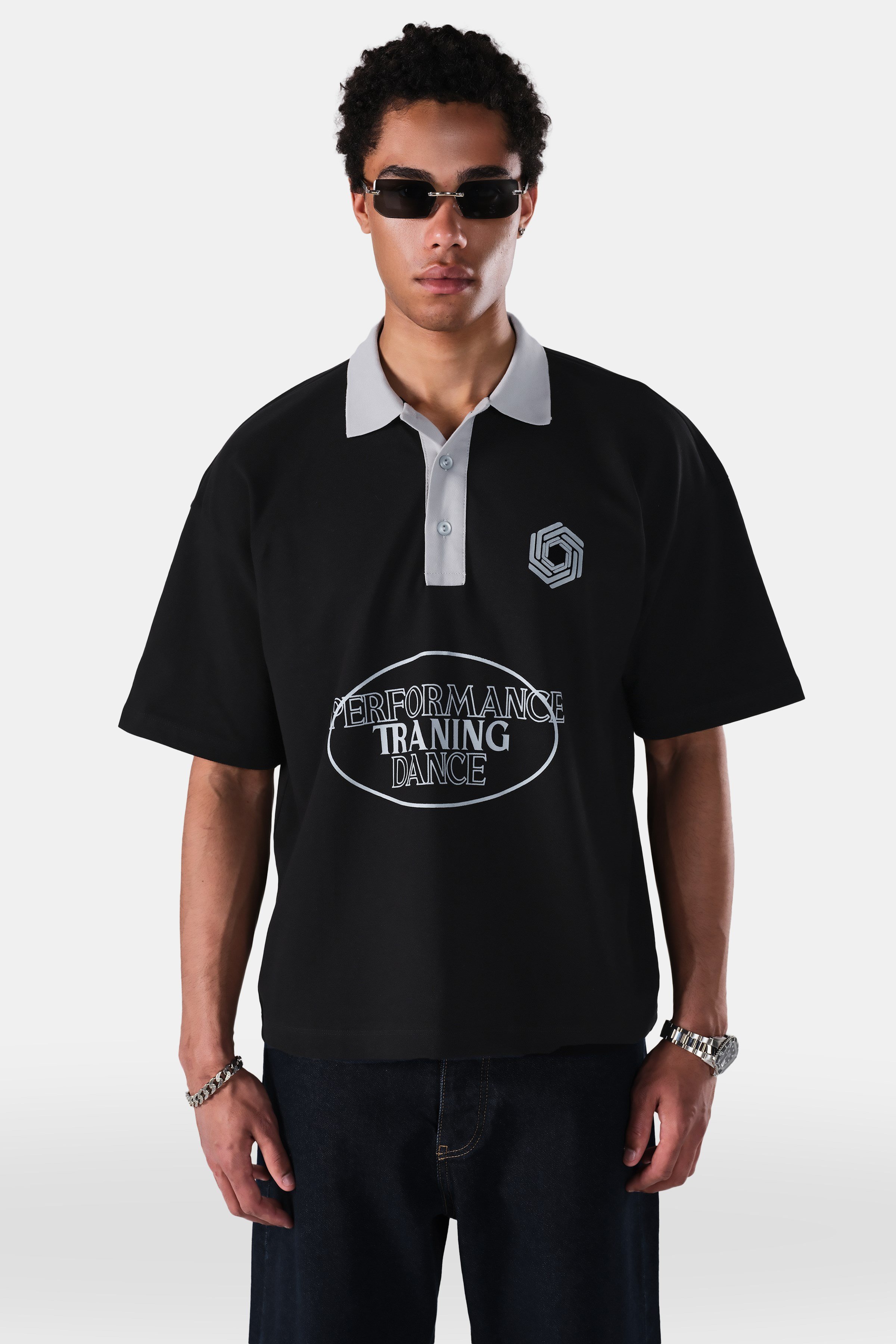 Baskılı Crop Fit Polo Tshirt