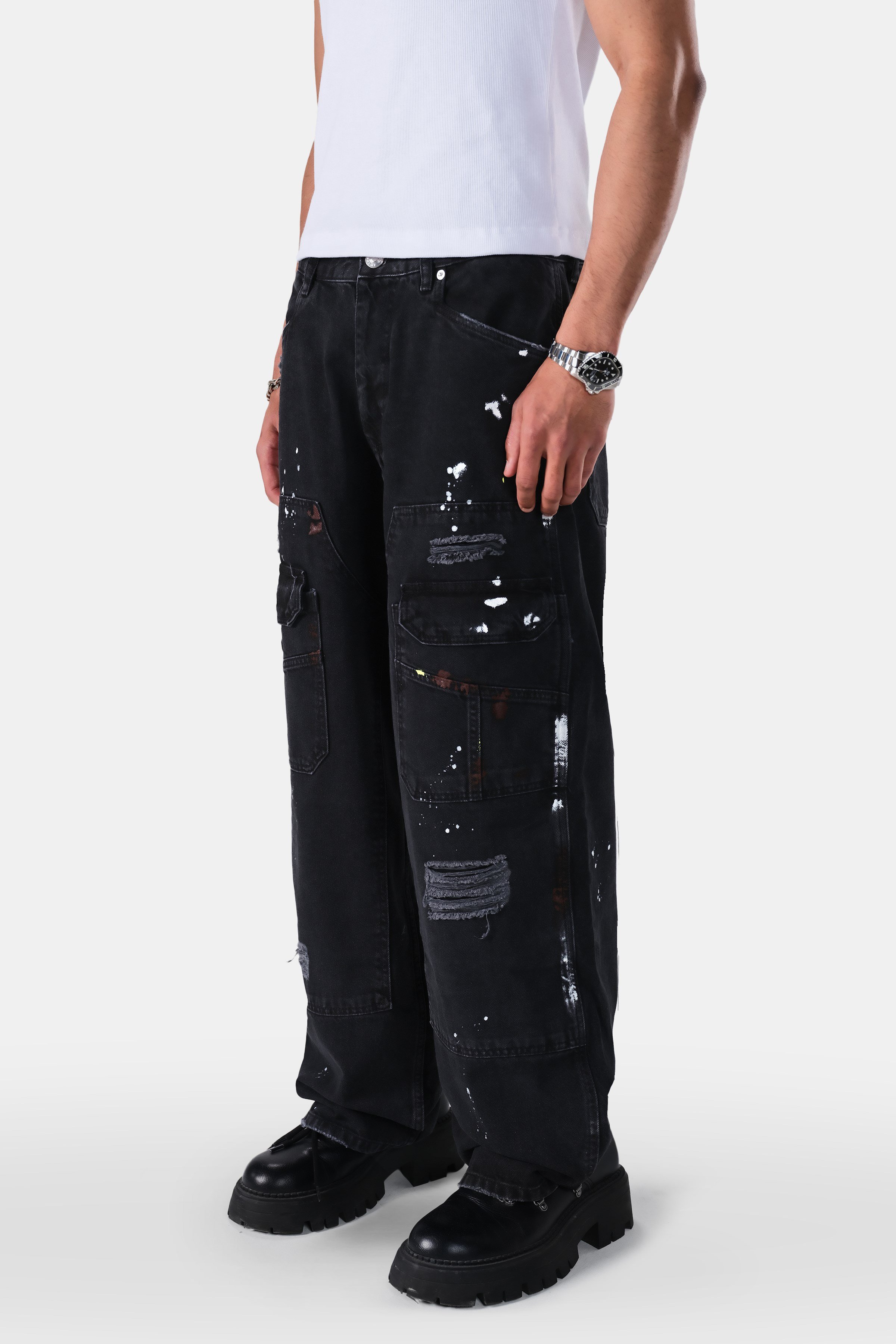 Carpenter Model Damlatma Detaylı Baggy Fit Jean