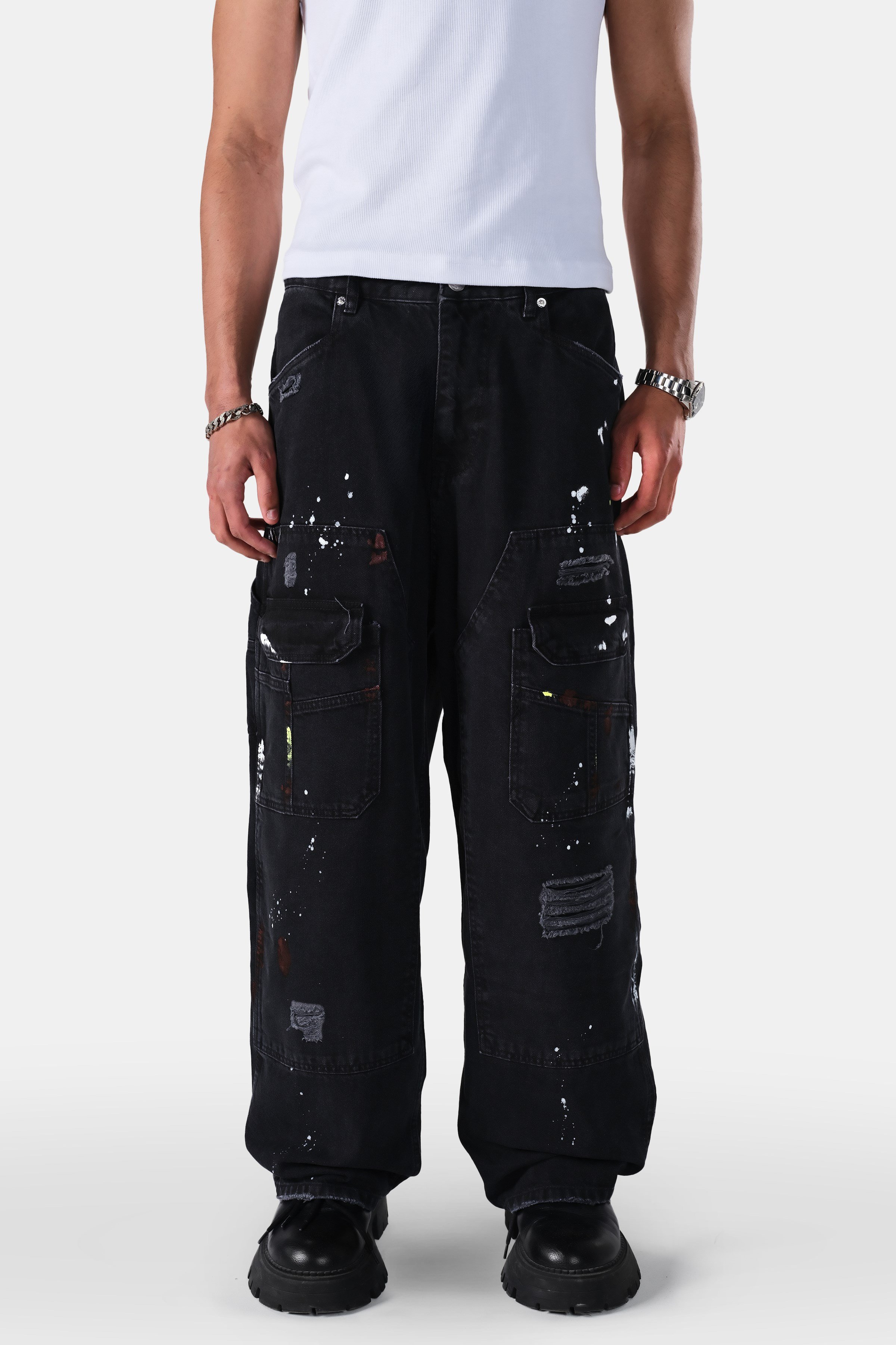 Carpenter Model Damlatma Detaylı Baggy Fit Jean