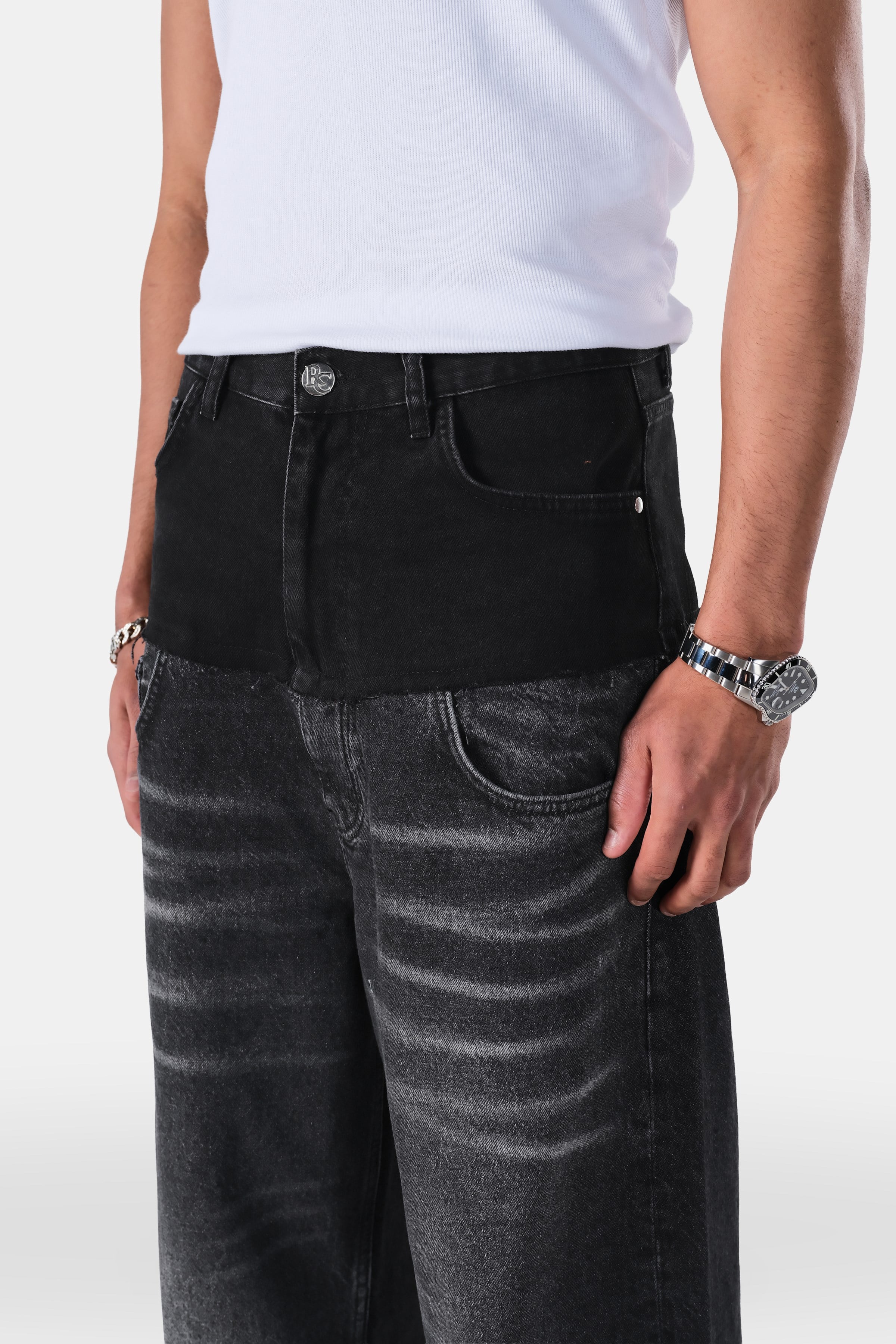 Çift Bel Detaylı Baggy Fit Jean
