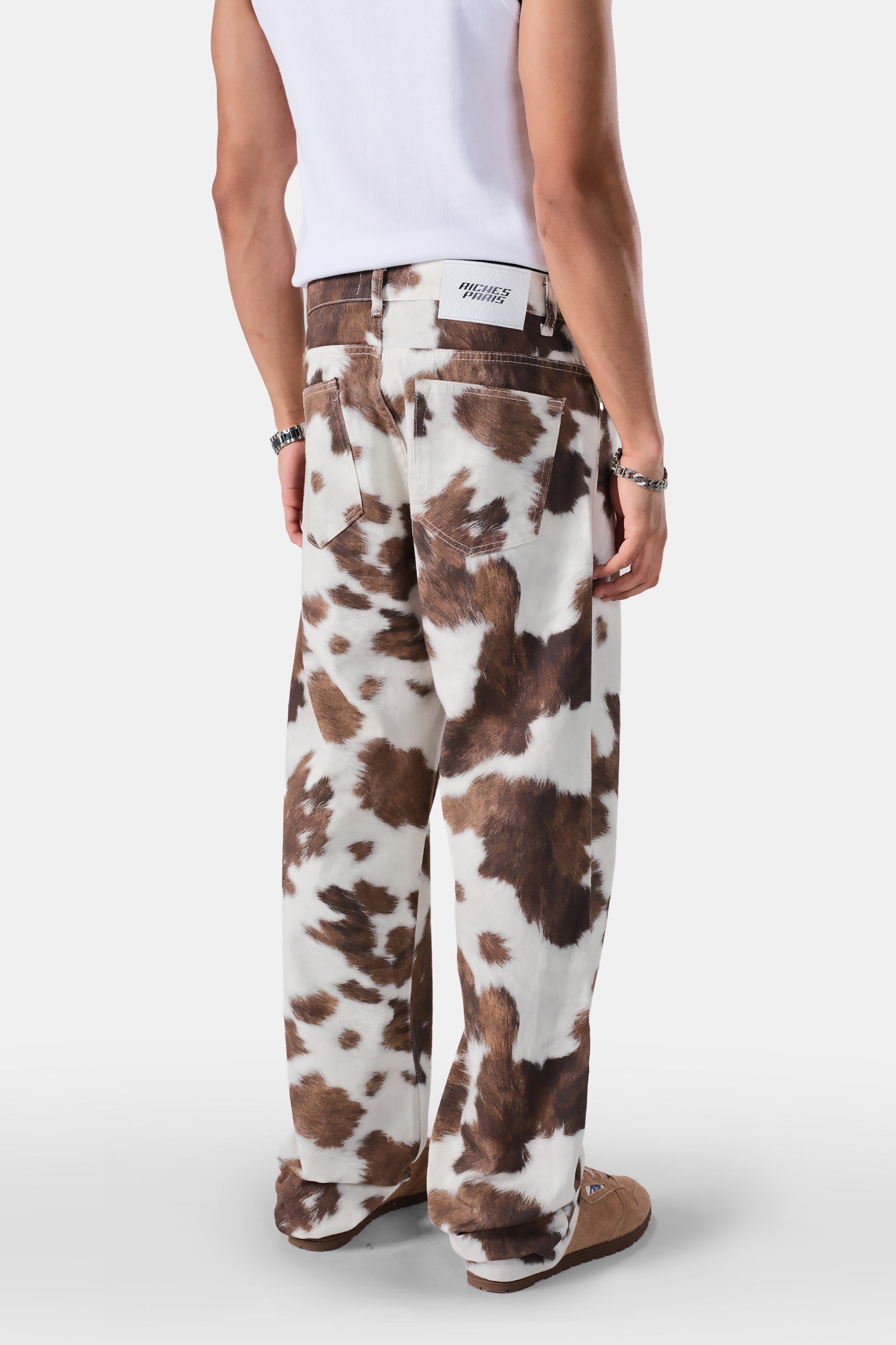 Cow Pattern Baggy Fit Jean