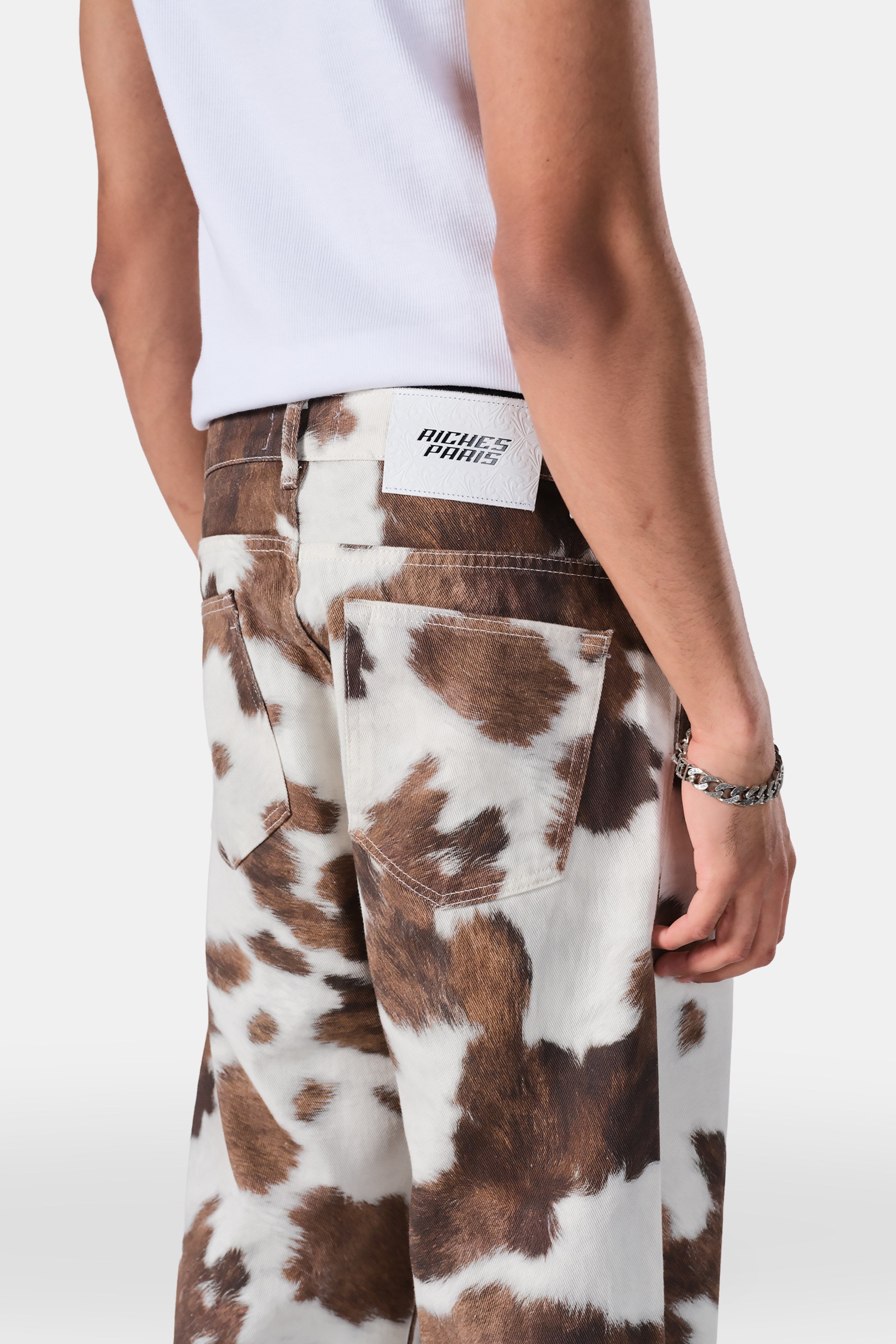 Cow Pattern Baggy Fit Jean