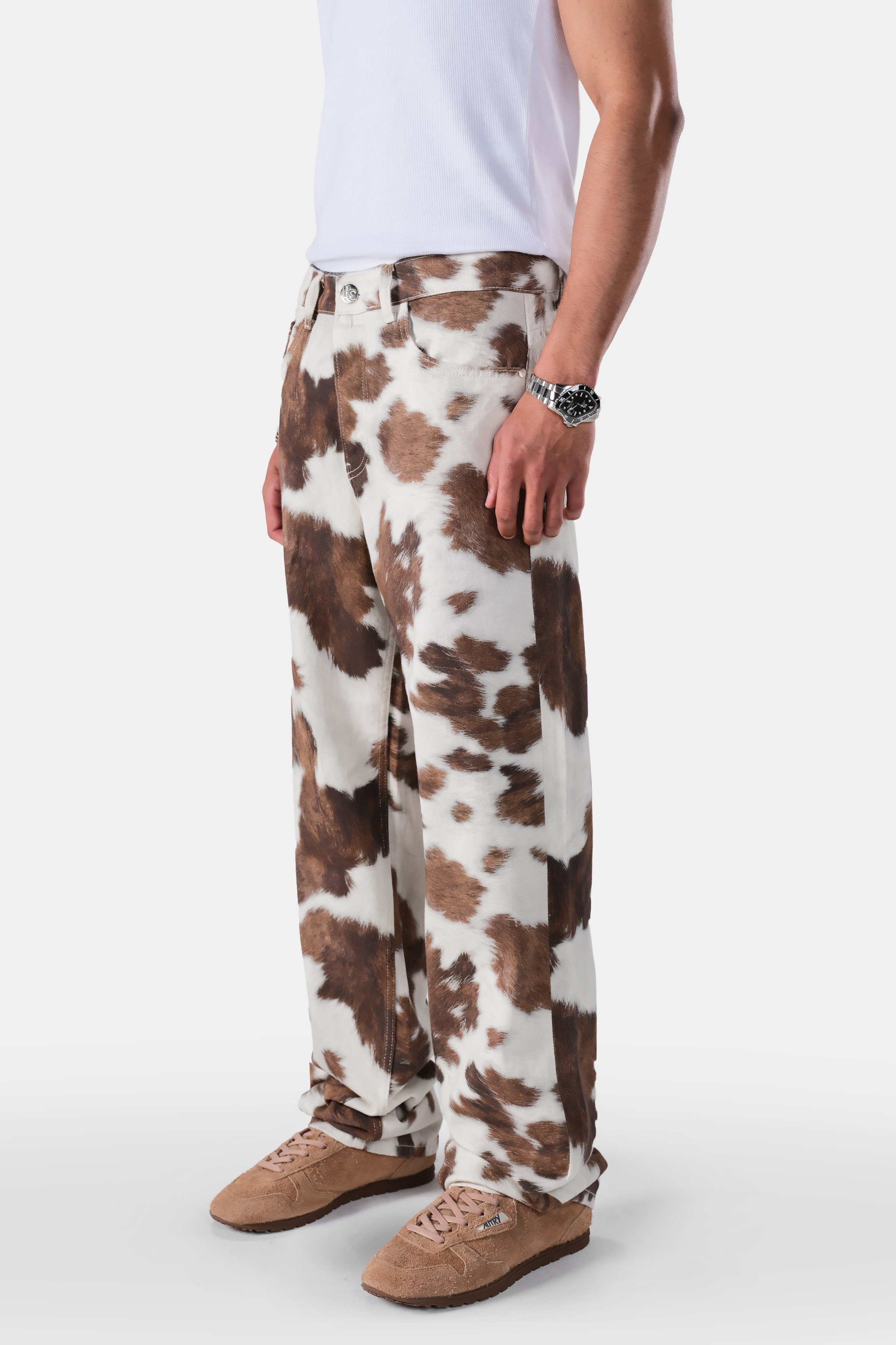 Cow Pattern Baggy Fit Jean