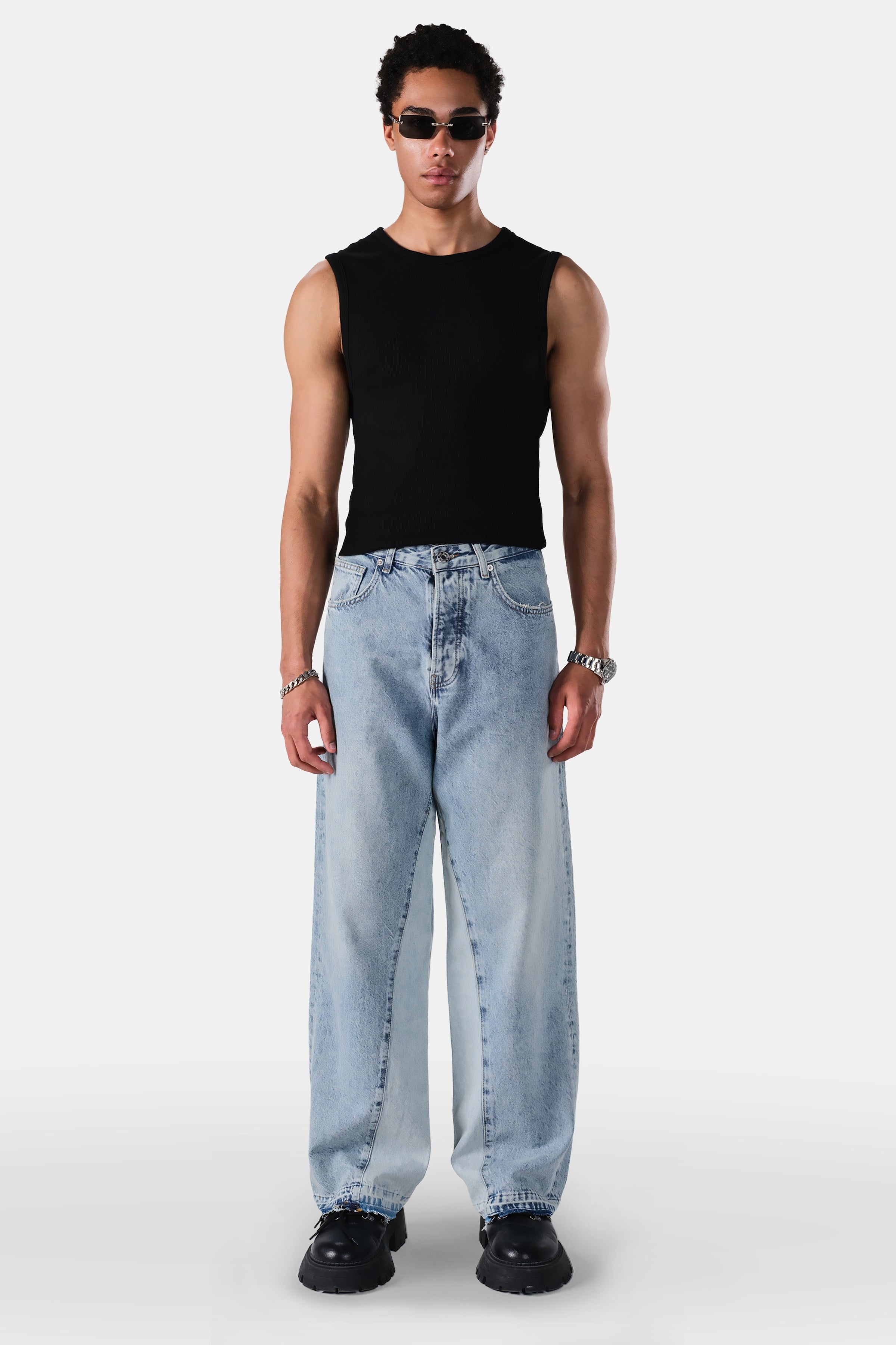 Kumaş Garnili Baggy Fit Jean
