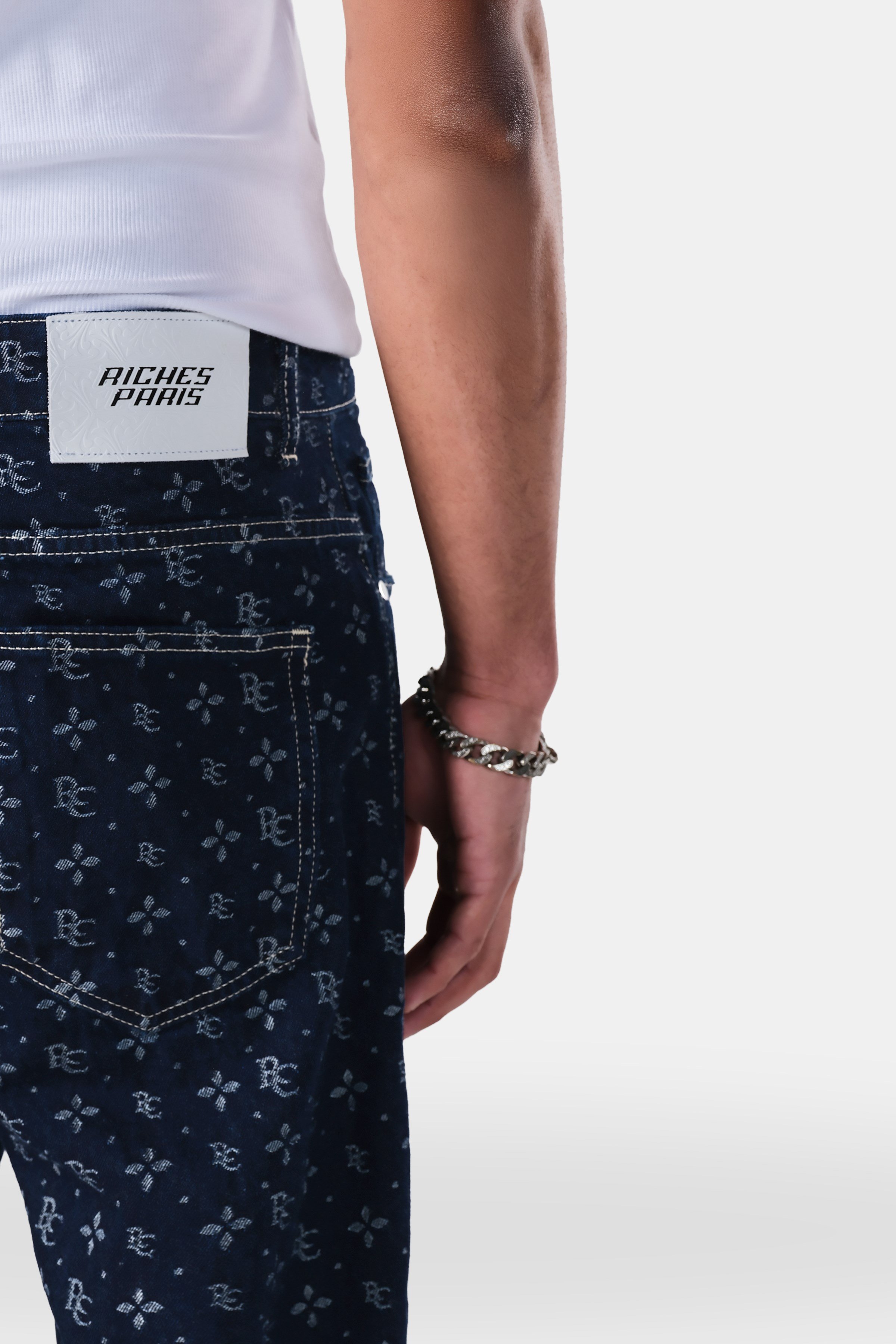 Monogram Desenli Baggy Fit Jean