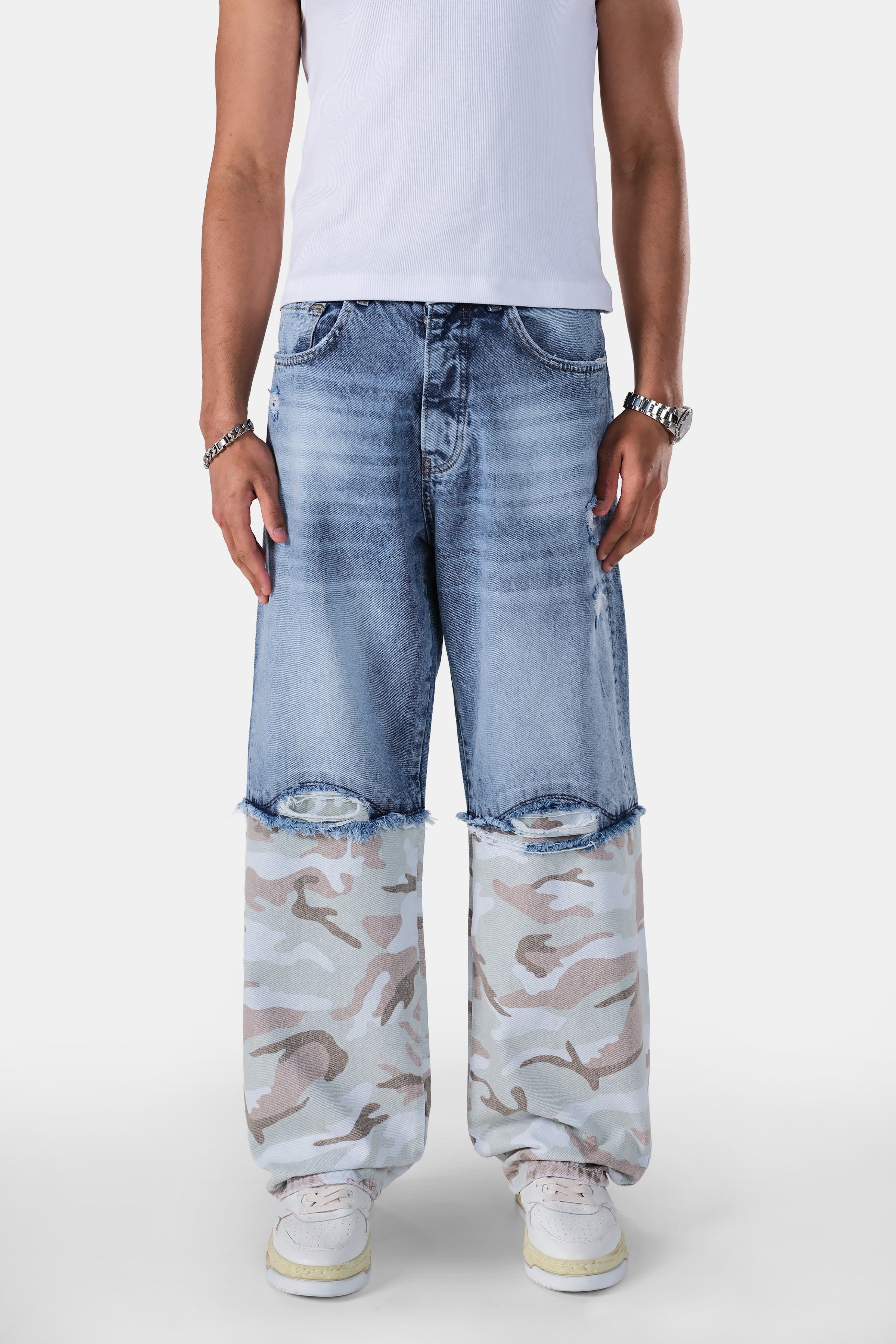 Parçalı Baggy Fit Jean