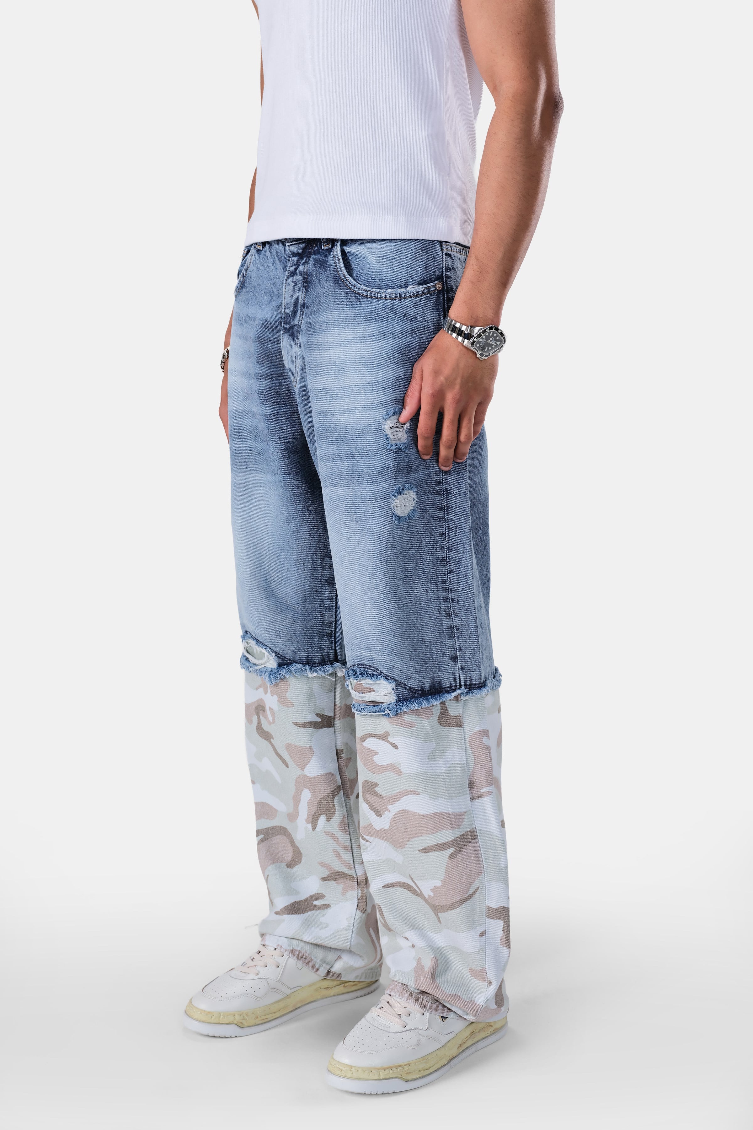 Parçalı Baggy Fit Jean