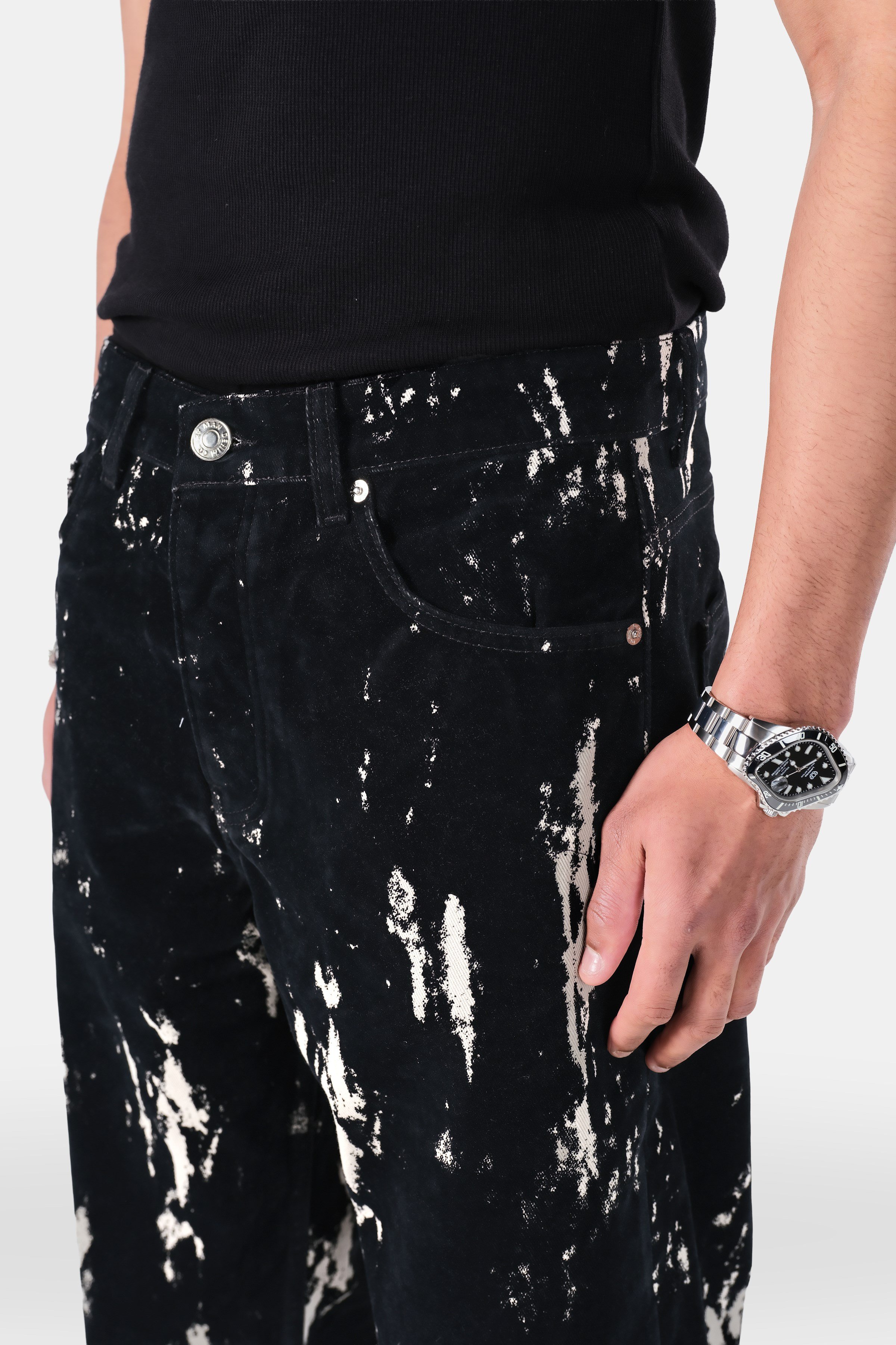 Süet Görünümlü Baggy Fit Jean