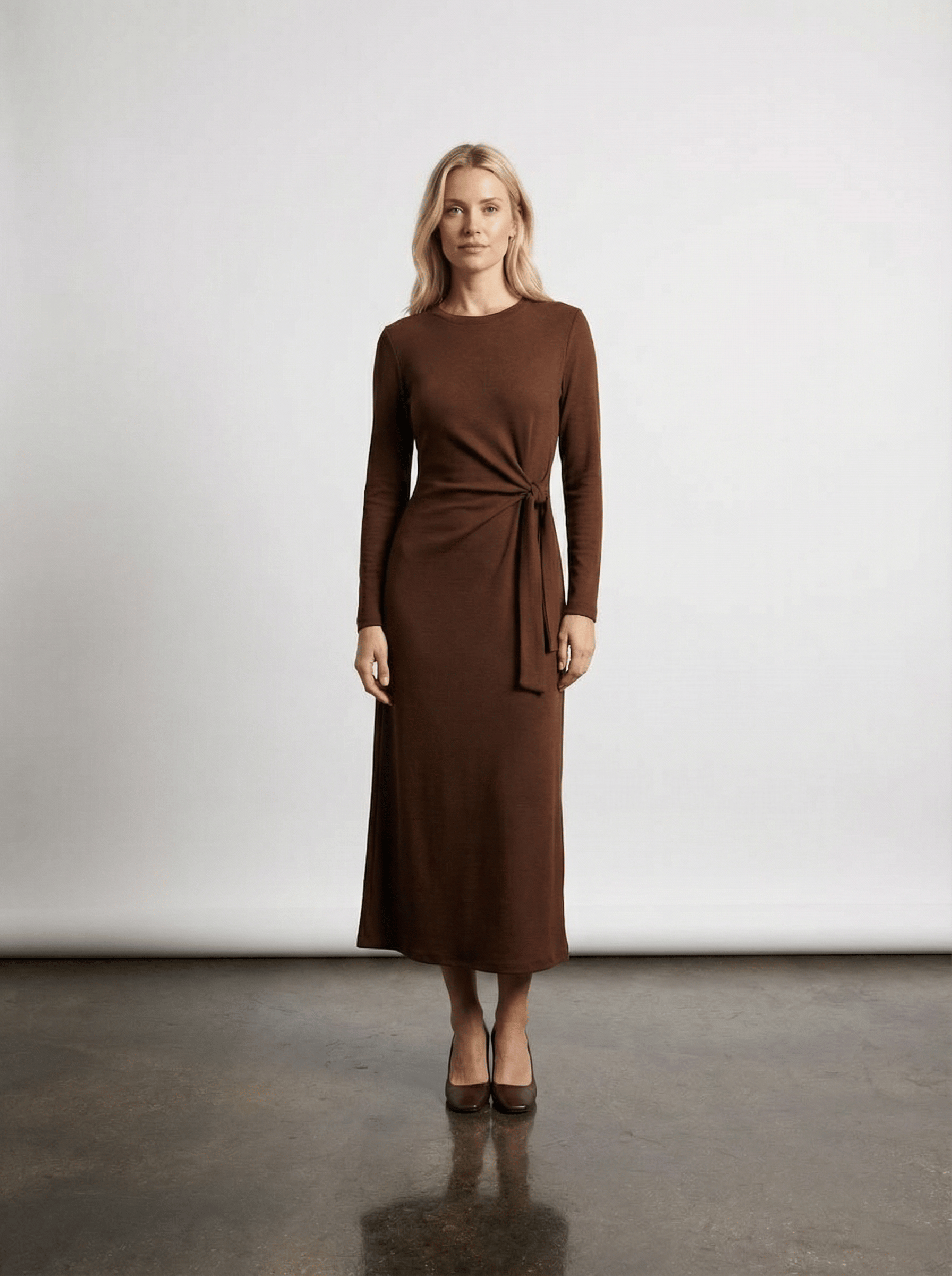 Bağlama Detaylı Midi Boy Elbise