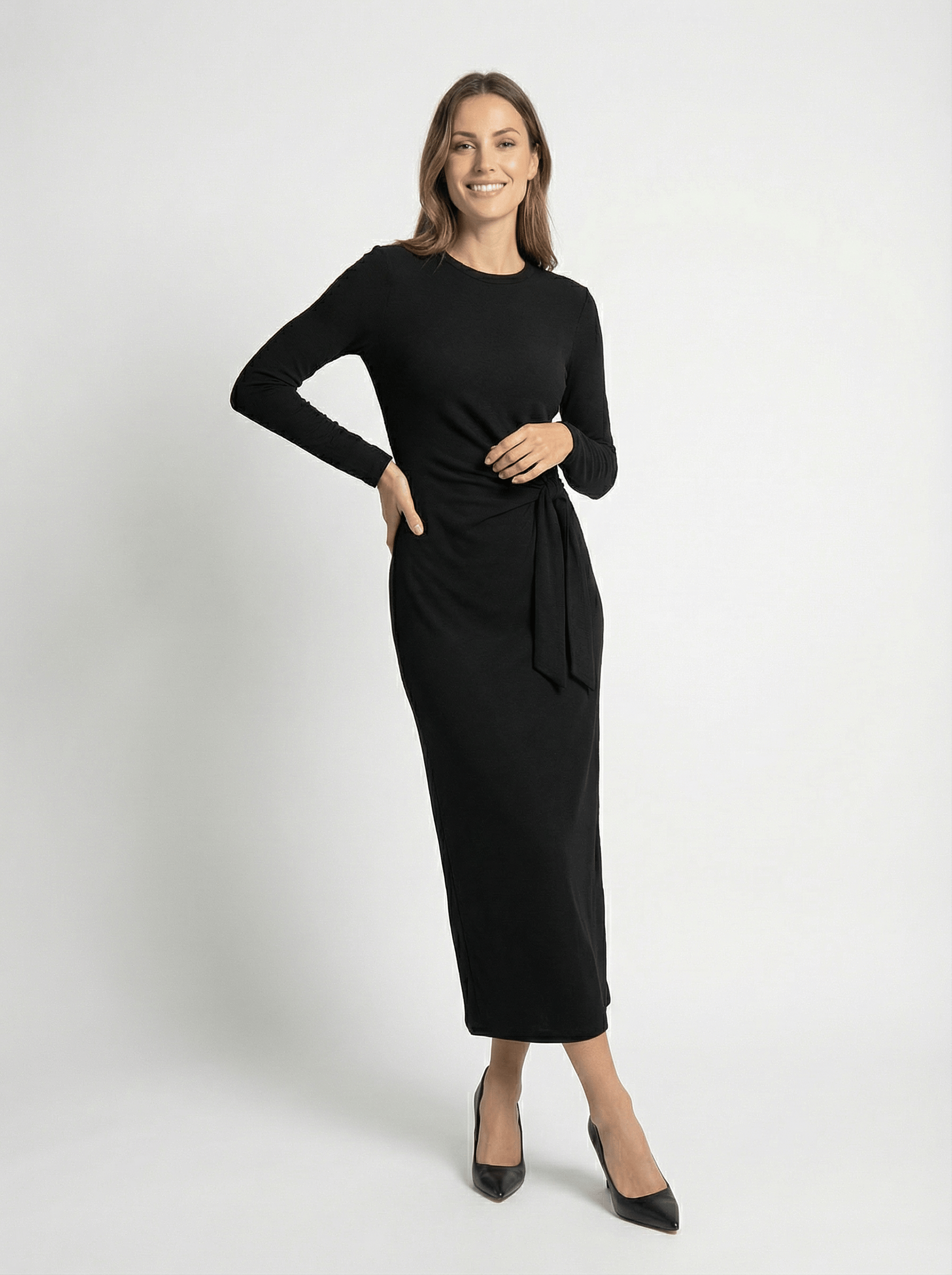 Bağlama Detaylı Midi Boy Elbise