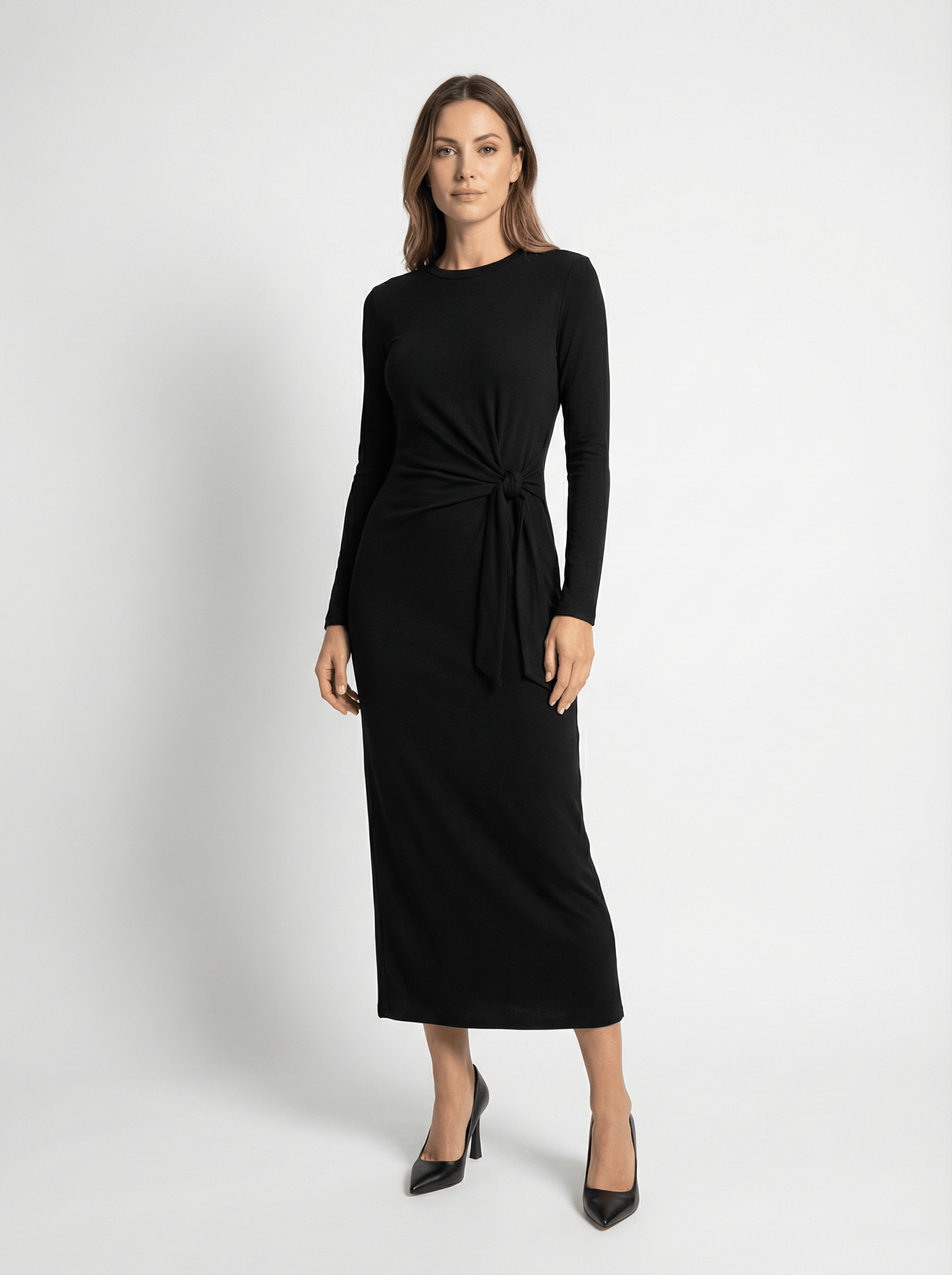 Bağlama Detaylı Midi Boy Elbise