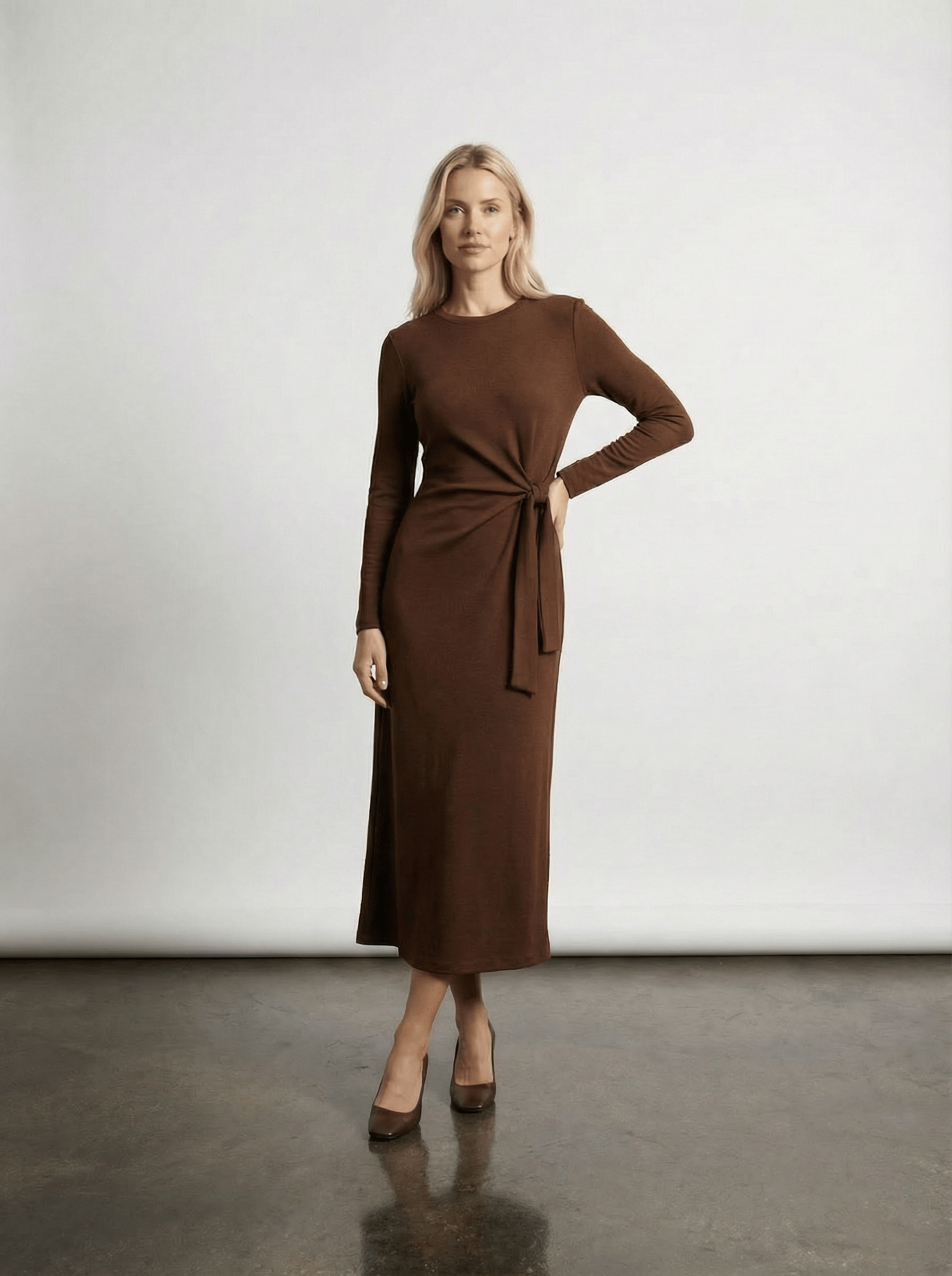 Bağlama Detaylı Midi Boy Elbise