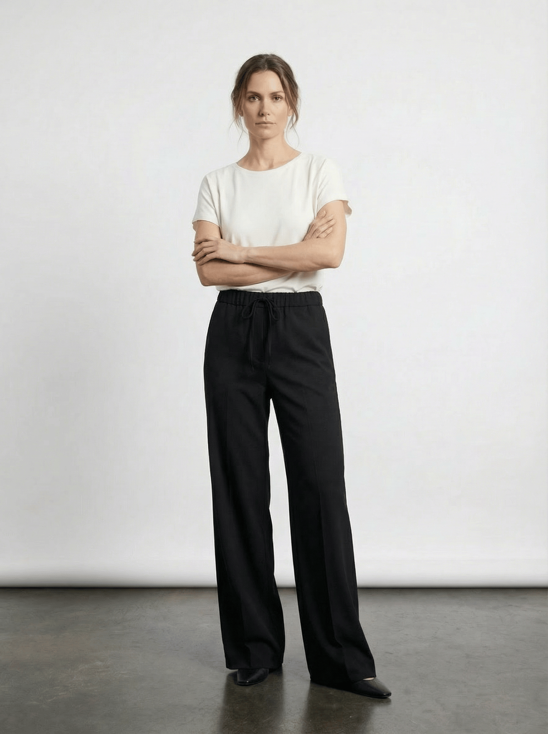 Beli Lastikli Hafif Bol Kesim Poliviskon Pantolon