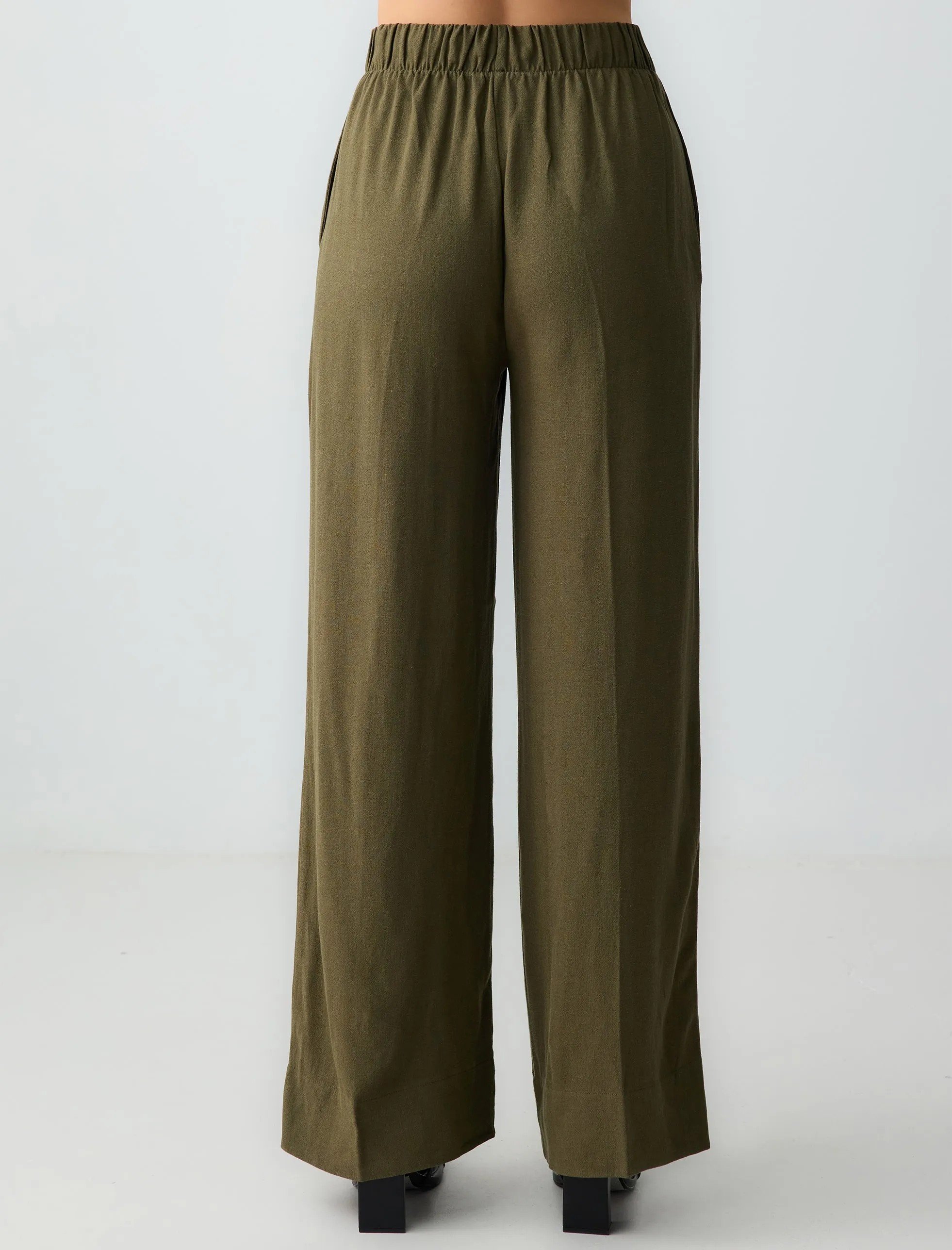 Rahat Kesim Bol Paça Keten Pantolon