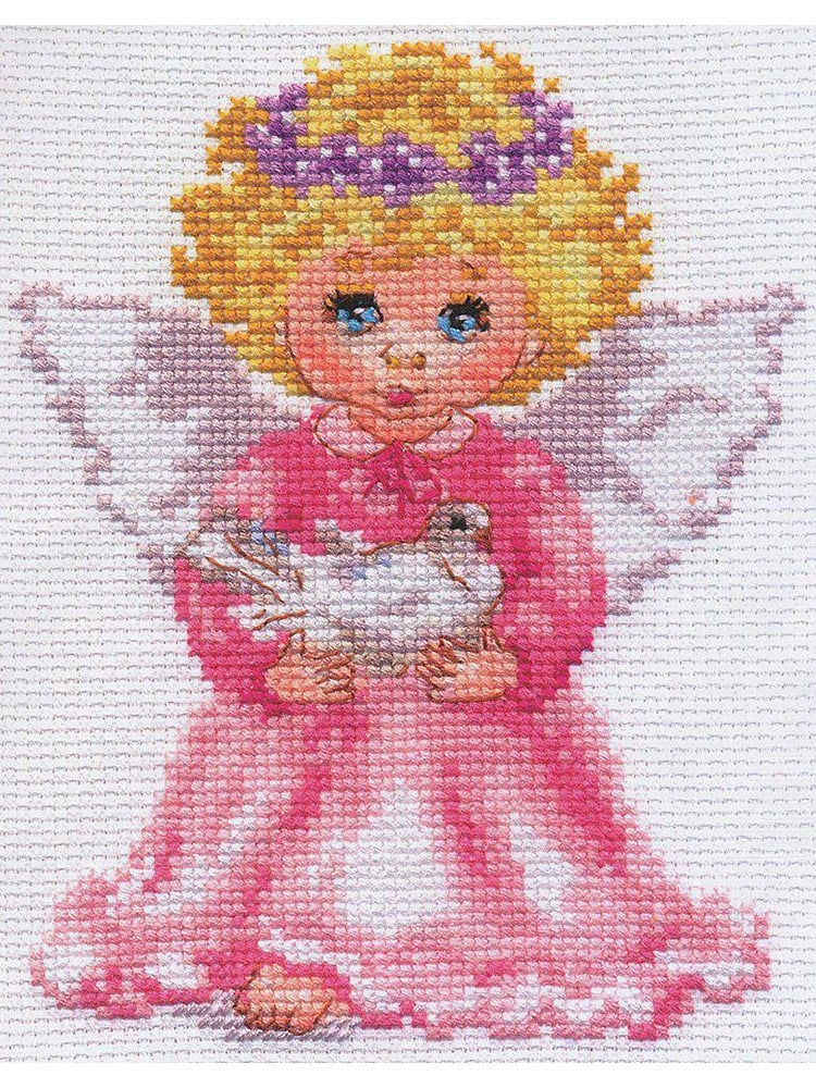 Alisa Little Angel Counted Cross Stitch Kit (Aida, Threads and Chart Included) - 0-65