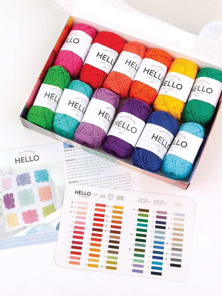 Hello Pamuk İplik Seti 12 x 25 gr Vibrant (Canlı) – Punch ve Amigurumi İpi - H12