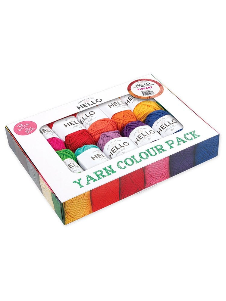 Hello Pamuk İplik Seti 12 x 25 gr Vibrant (Canlı) – Punch ve Amigurumi İpi - H12