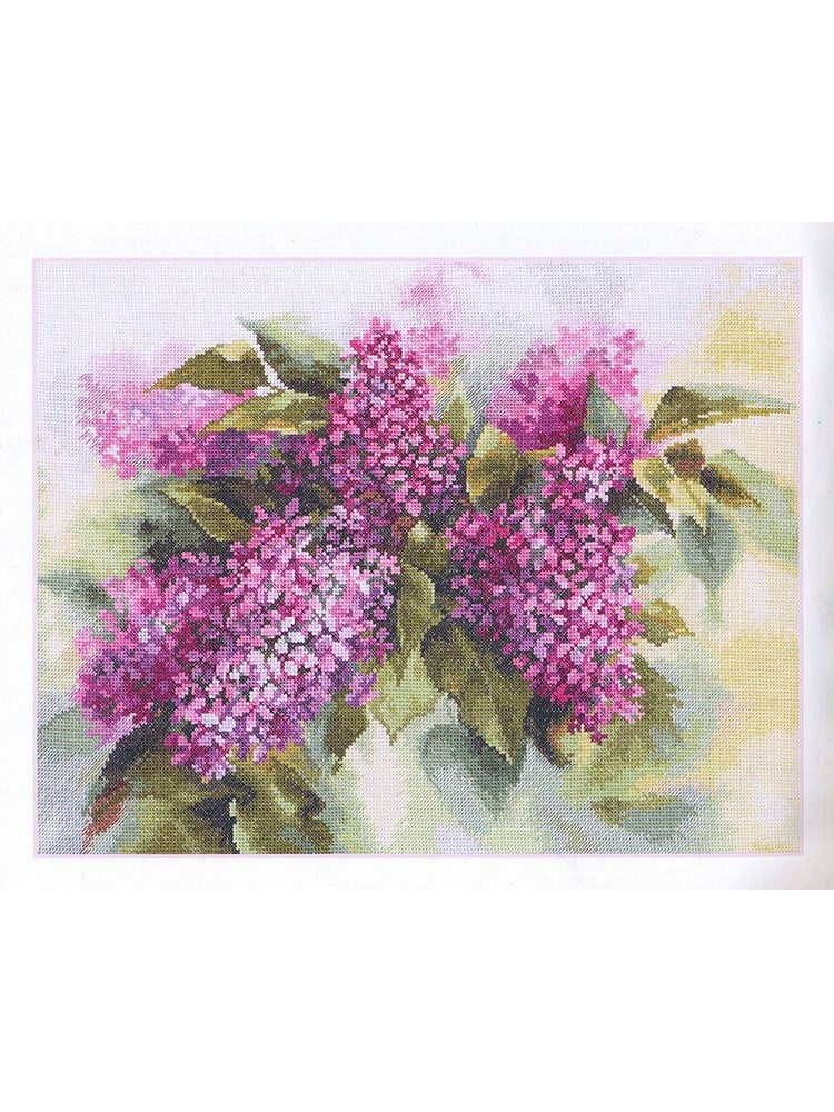 Alisa Watercolor Lilac Counted Cross Stitch Kit (Aida, Threads and Chart Included) - 2-45