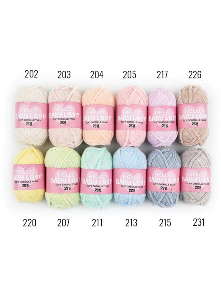 Hello Baby Love Chenille Yarn Pack 12 x 25 g Pastel – Velvet Amigurumi Yarn - BL-12PK01