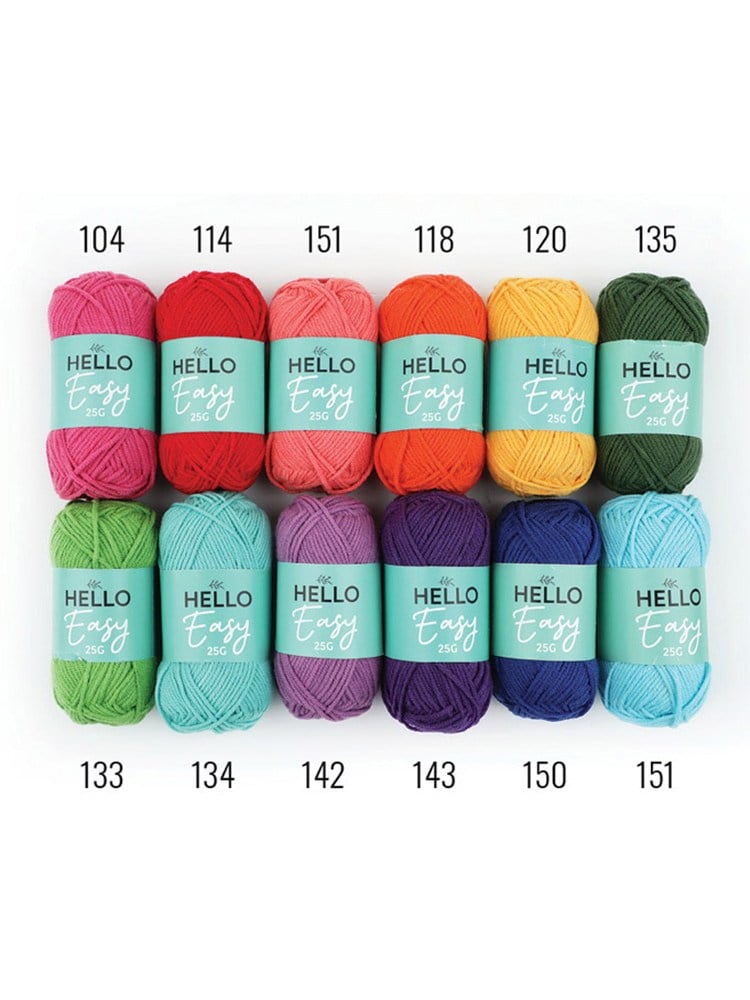 Hello Easy Yarn Set 12 x 25 g Vibrant – Cotton-Acrylic Punch Needle and Amigurumi Yarn - ES-12PK02