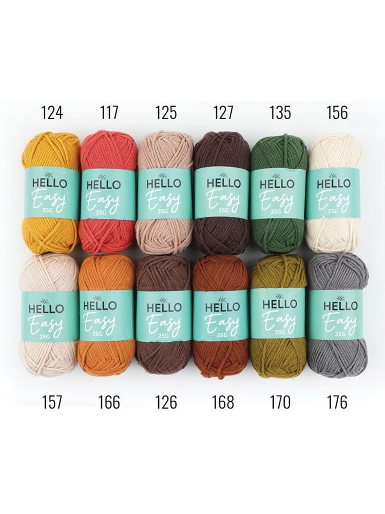 Hello Easy Yarn Set 12 x 25 g Vintage – Cotton-Acrylic Punch Needle and Amigurumi Yarn - ES-12PK03