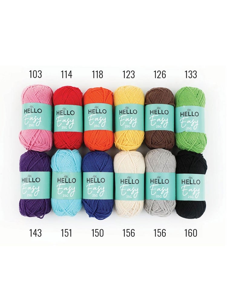 Hello Easy Yarn Set 12 x 25 g Assortment – Cotton-Acrylic Punch Needle and Amigurumi Yarn - ES-12PK05