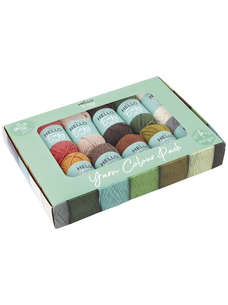 Hello Easy Yarn Set 12 x 25 g Vintage – Cotton-Acrylic Punch Needle and Amigurumi Yarn - ES-12PK03