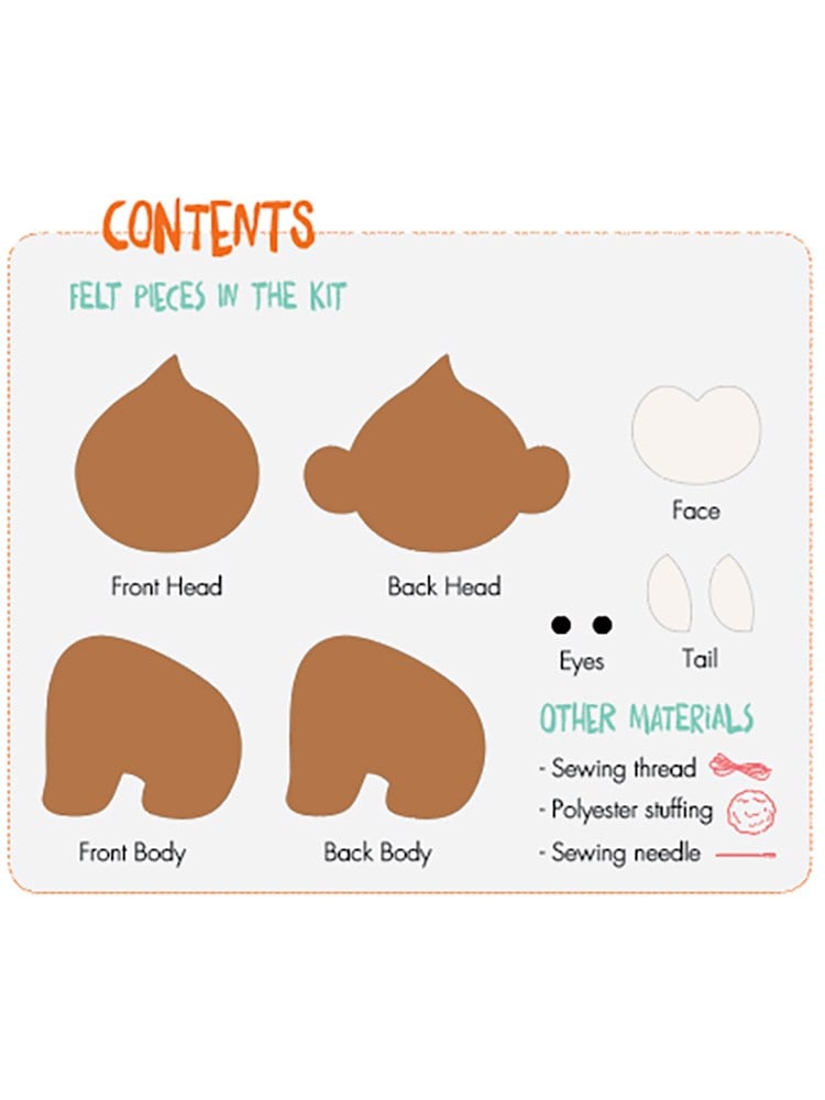 Hello Felt Pals Keçe Dikiş Kiti - Maymun