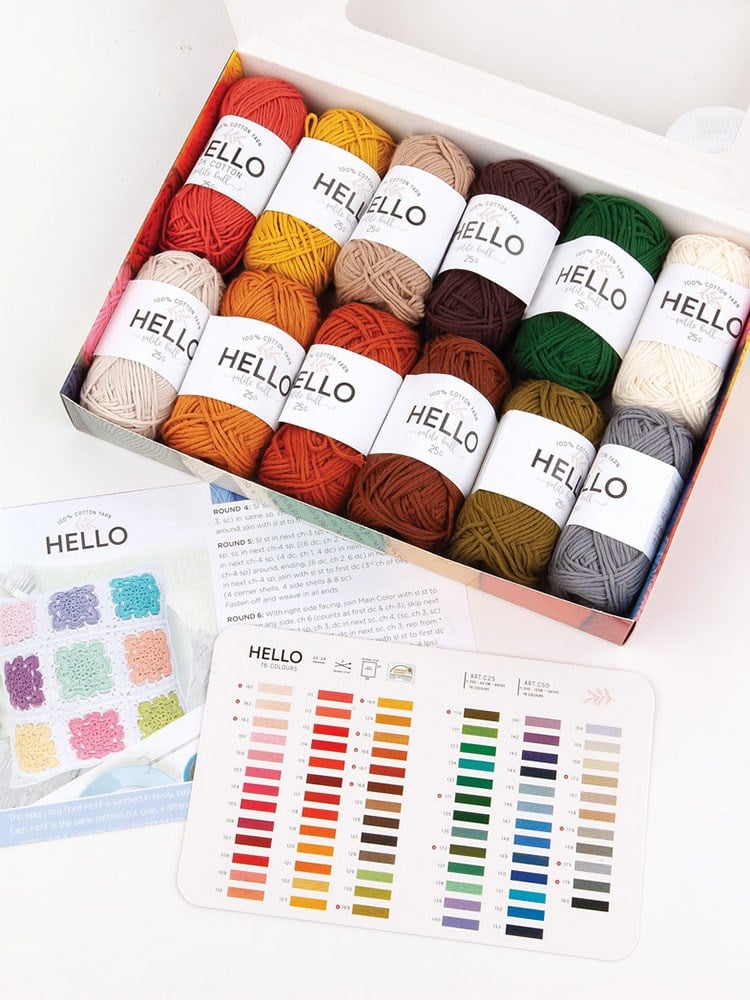 Hello Pamuk İplik Seti 12 x 25 gr Vintage (Nostalji) – Punch ve Amigurumi İpi - H12