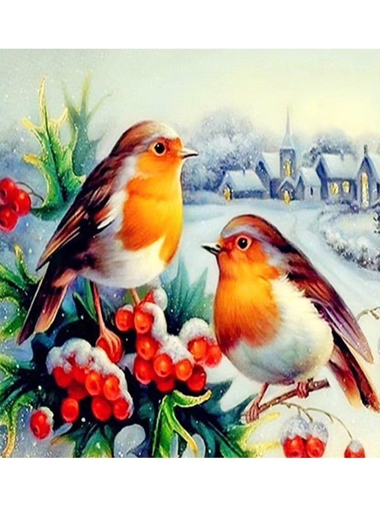Hobby Mood Elmas Mozaik Tablo Kiti - Kış Kızılgerdanları (21x25 cm) - JA28574