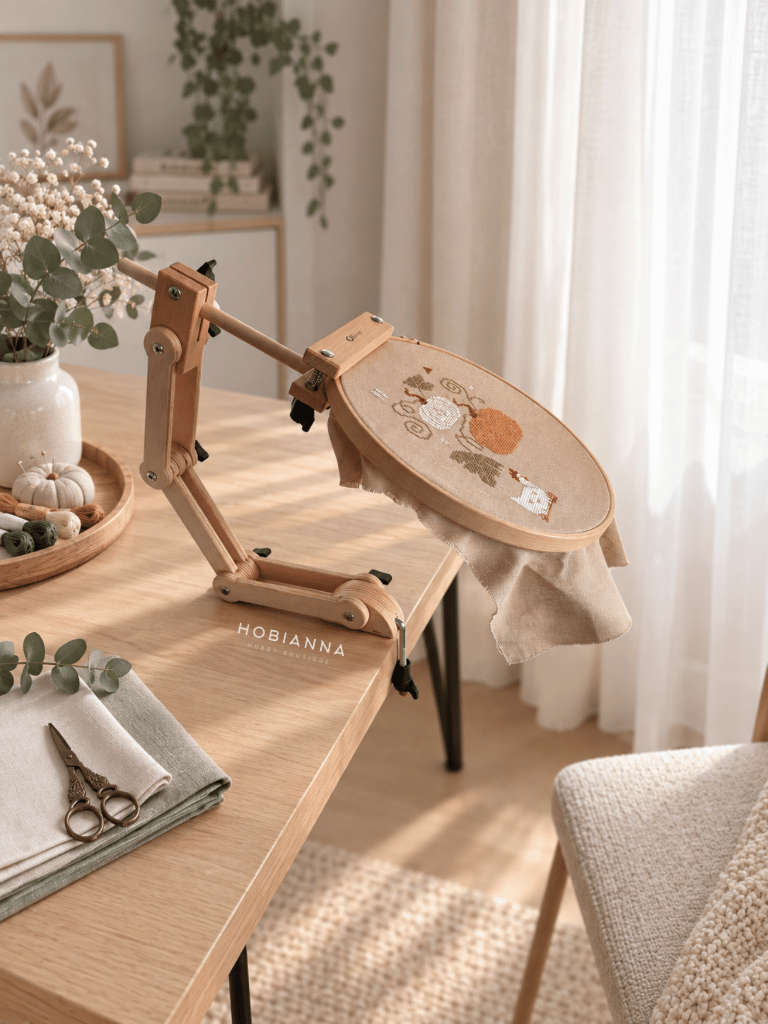 Nurge Masa Bağlantılı Ayarlanabilir Nakış Standı - Ahşap Başlıklı