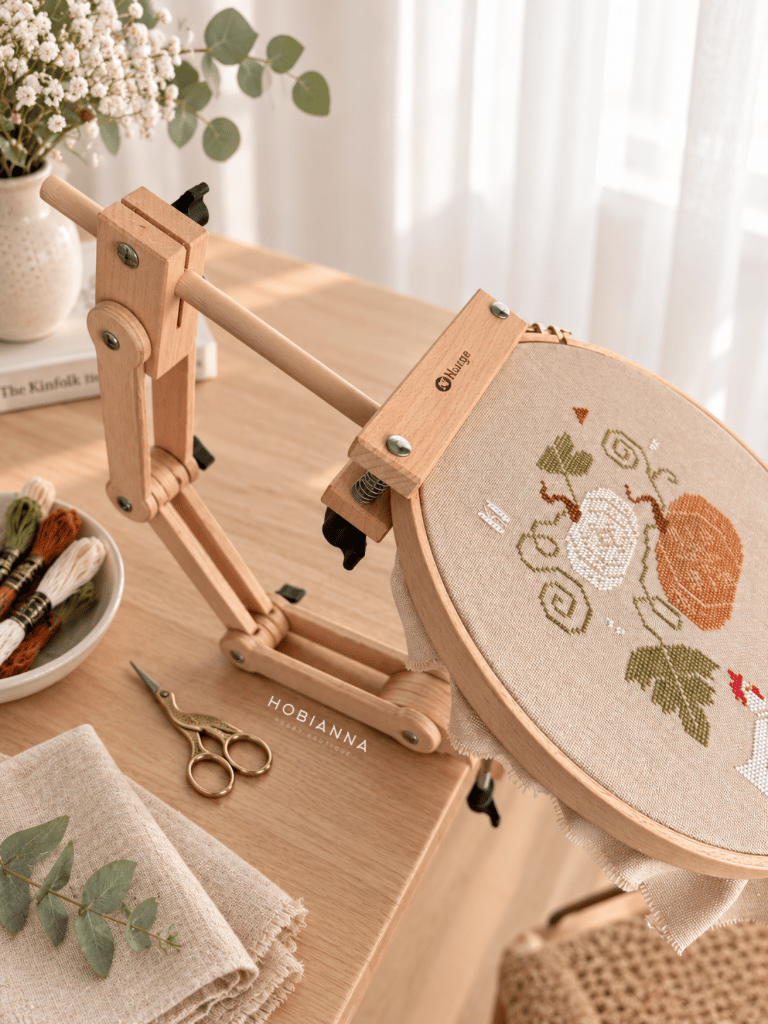 Nurge Masa Bağlantılı Ayarlanabilir Nakış Standı - Ahşap Başlıklı
