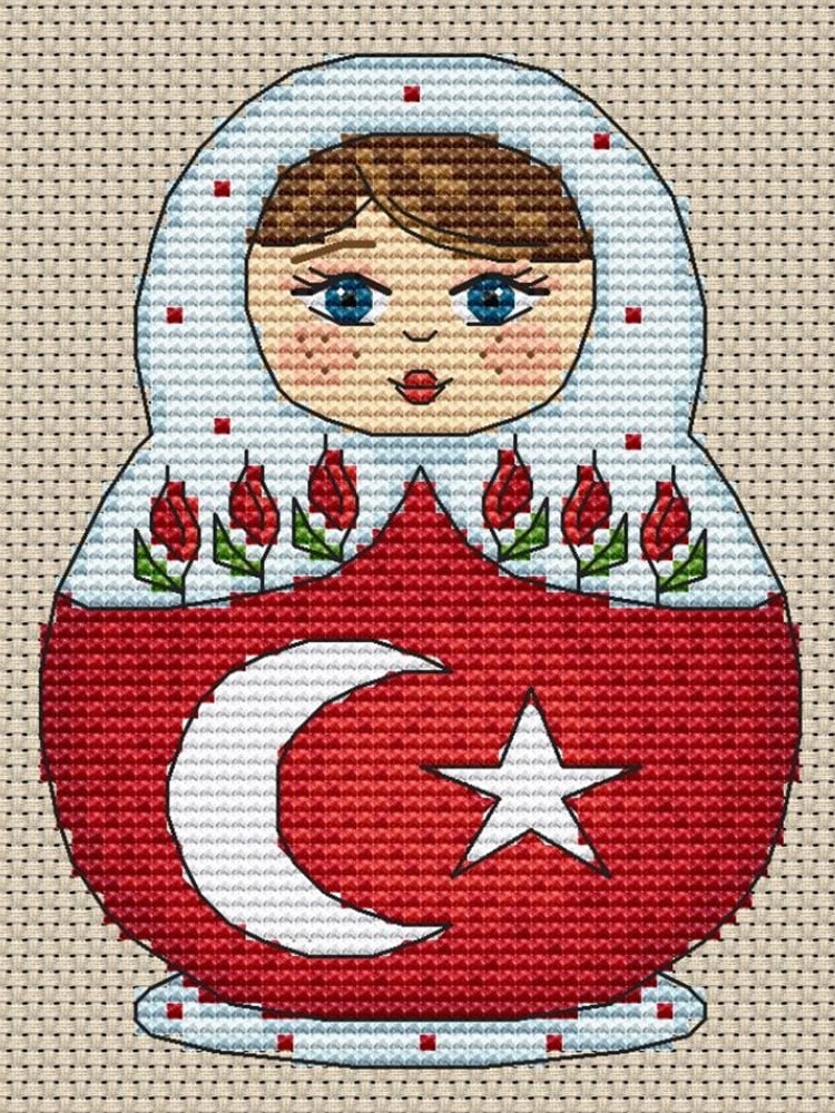 Türk Matruşka Kanaviçe Şablonu (Elektronik Versiyonu) - EVS-EZ02