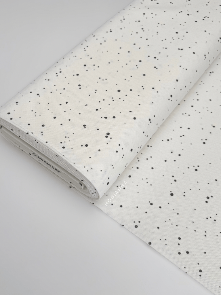 Zweigart  Lugana - 3835-1329, En:140cm, 25Ct - Splash Beyaz - Gri Noktalı