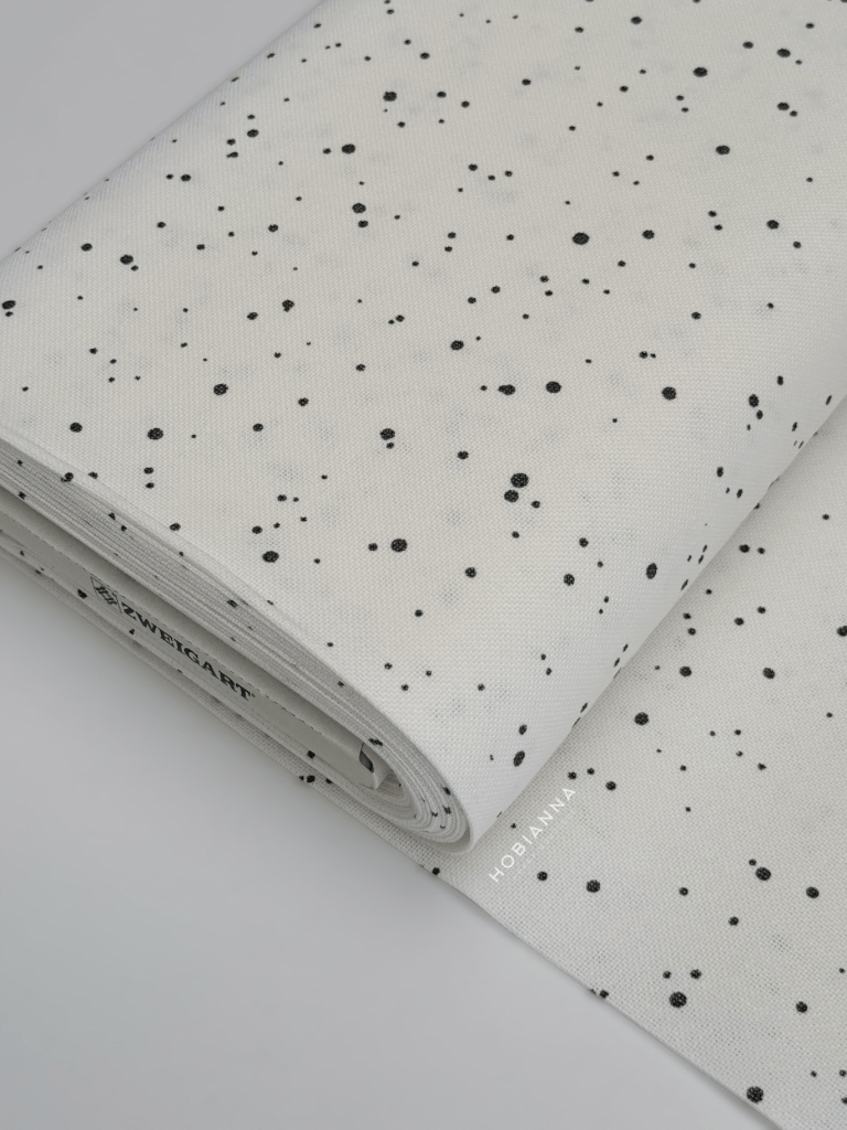 Zweigart  Lugana - 3835-1329, En:140cm, 25Ct - Splash Beyaz - Gri Noktalı