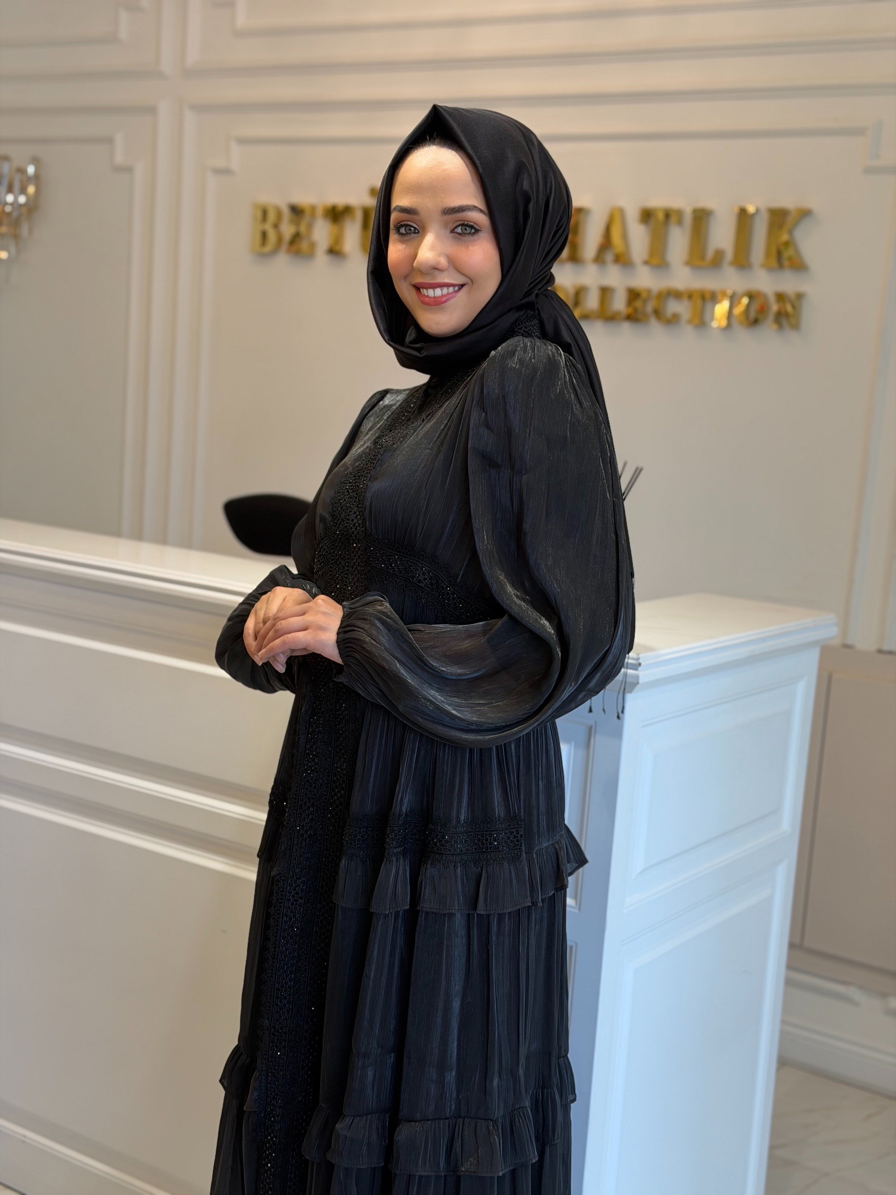 BTL Fırfırlı Abiye Elbise